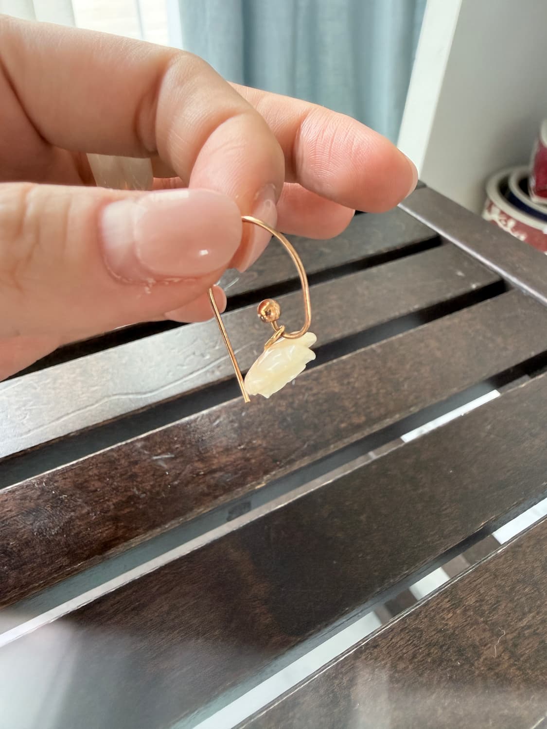 14k gold Rose shaped pearl earring 상품이미지4