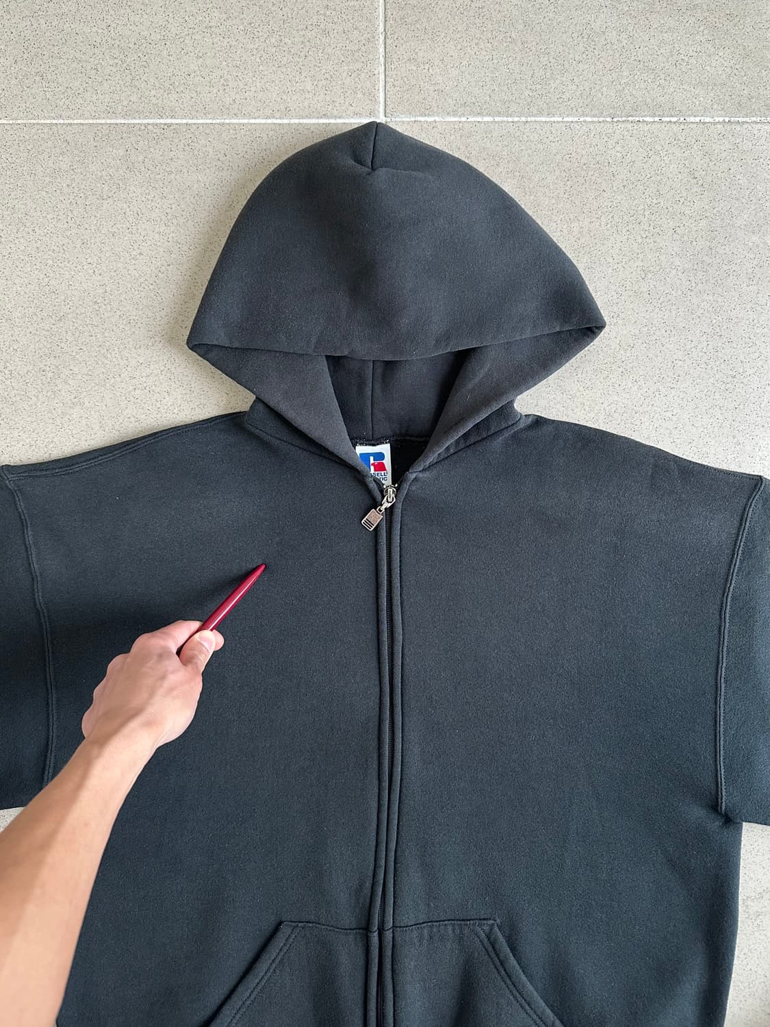 90s 빈티지 러셀 후드집업 블랙 L 상품이미지5