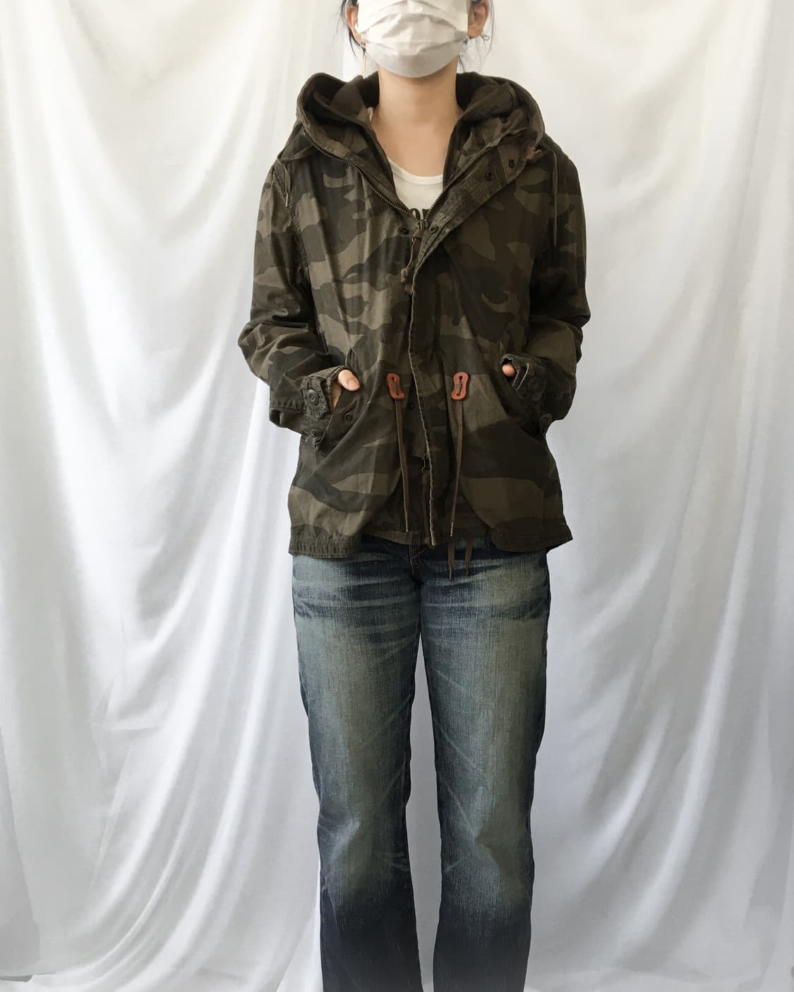 Camo pattern military hood jacket 상품이미지1