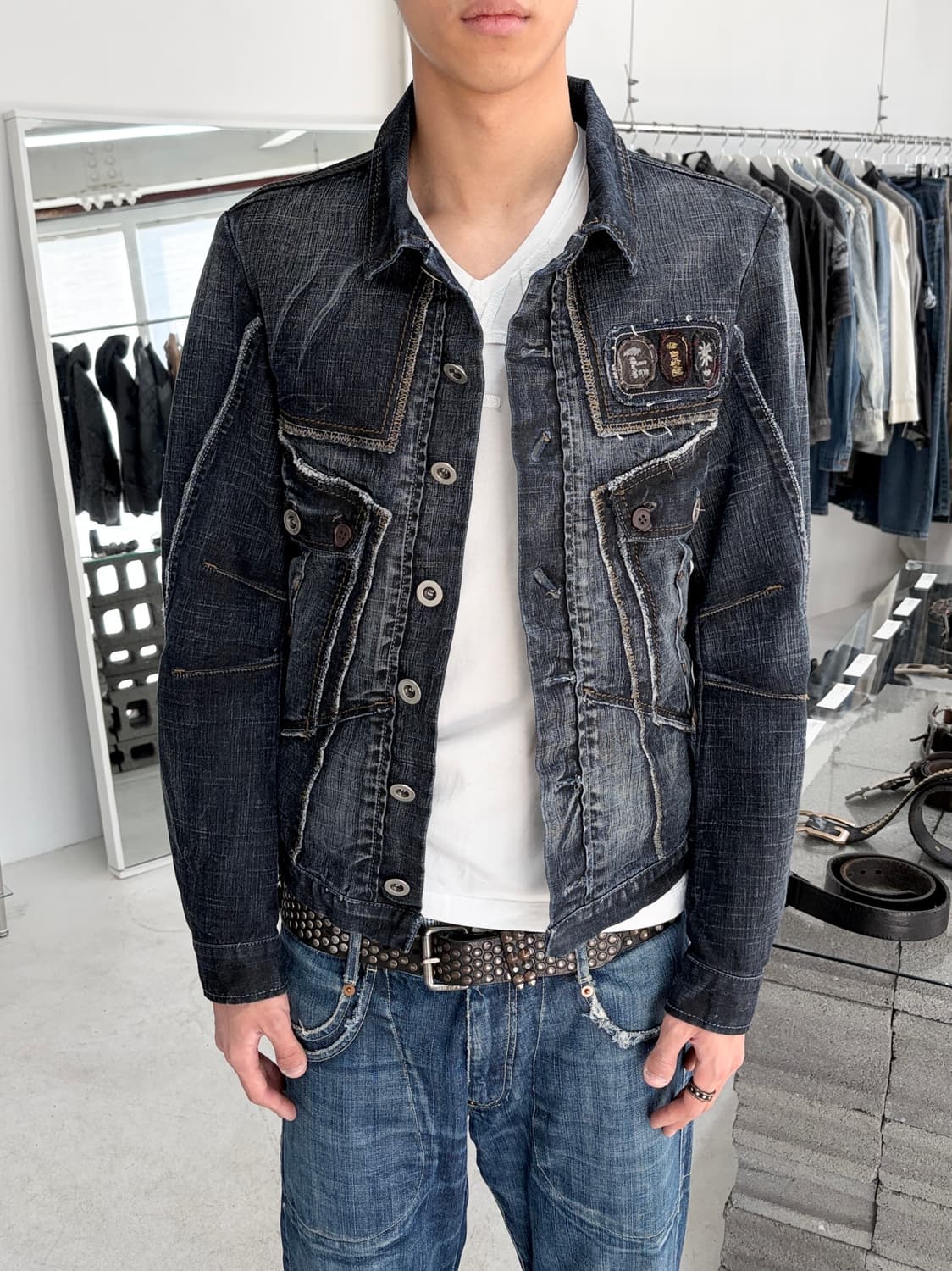 2000’s 저버드 스타 패널 데님 자켓 상품이미지4