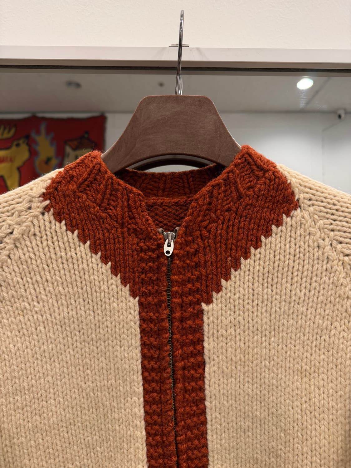 70-80s Vtg 빈티지 헤비울 코위찬 니트 집업 상품이미지2