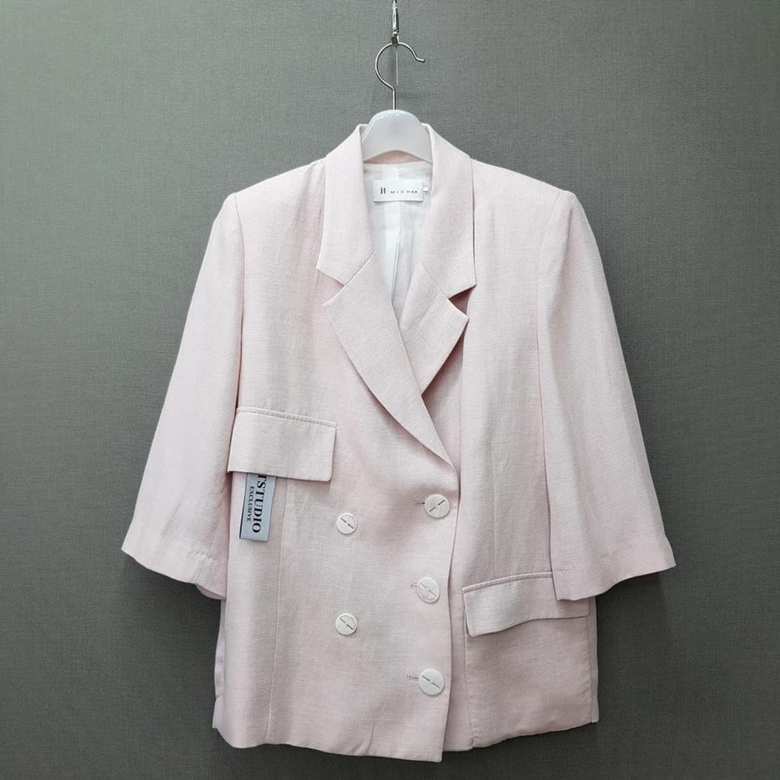 잇미샤 2023 린넨 블렌드 반팔 더블 버튼 자켓 55사이즈 상품이미지1