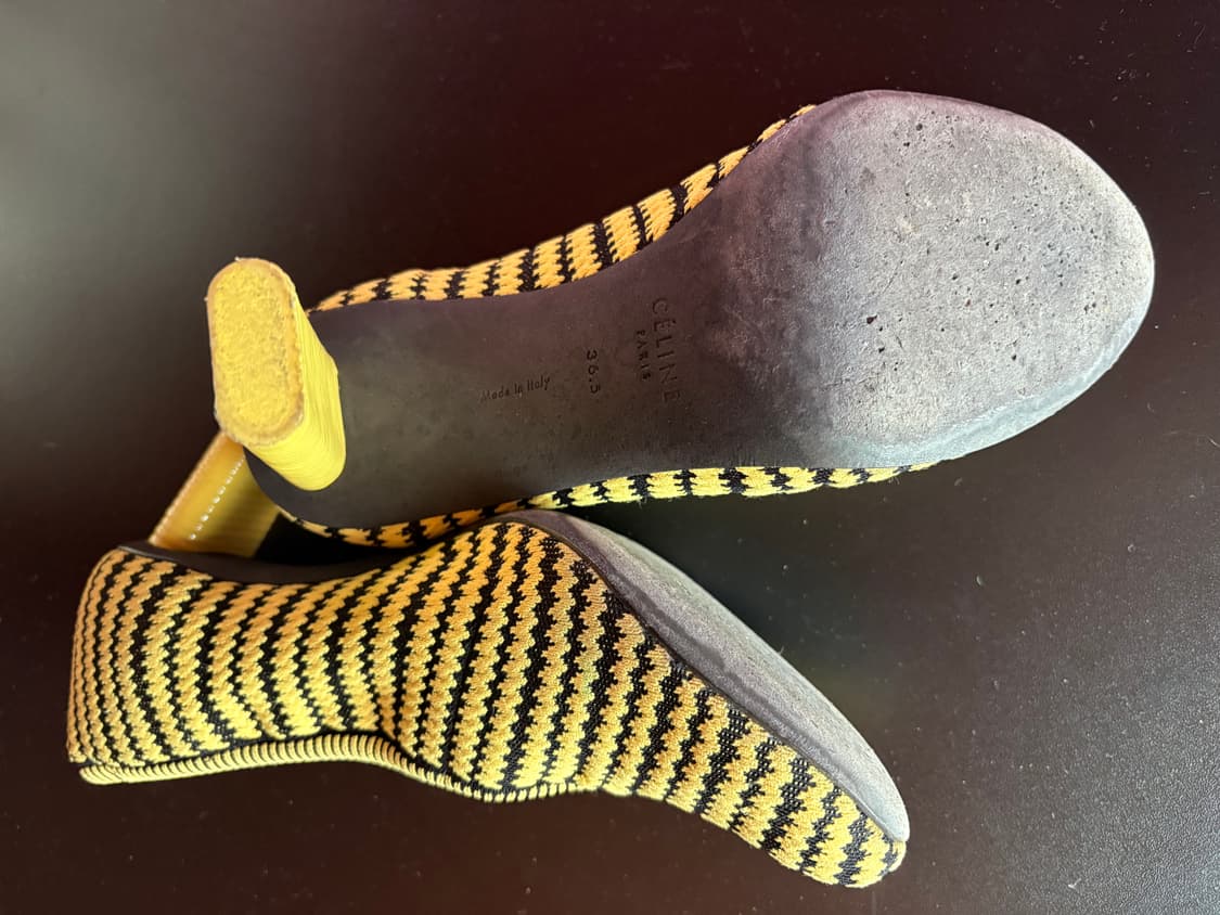 Celine 옐로우 스트라이프 힐 상품이미지6