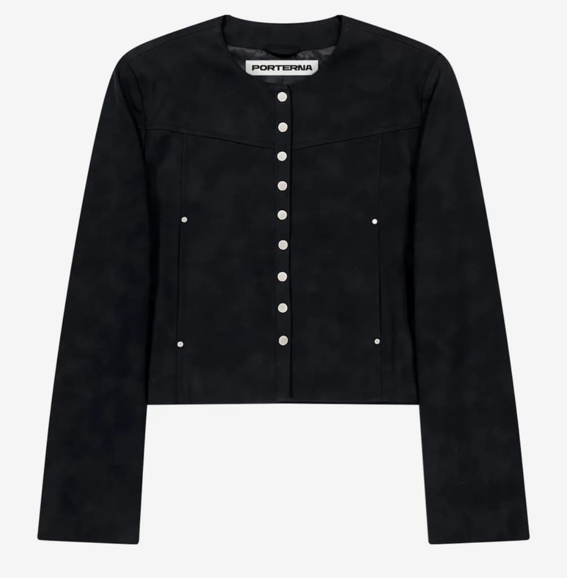 포르테나 레더 스냅 크롭 자켓 블랙  상품이미지2