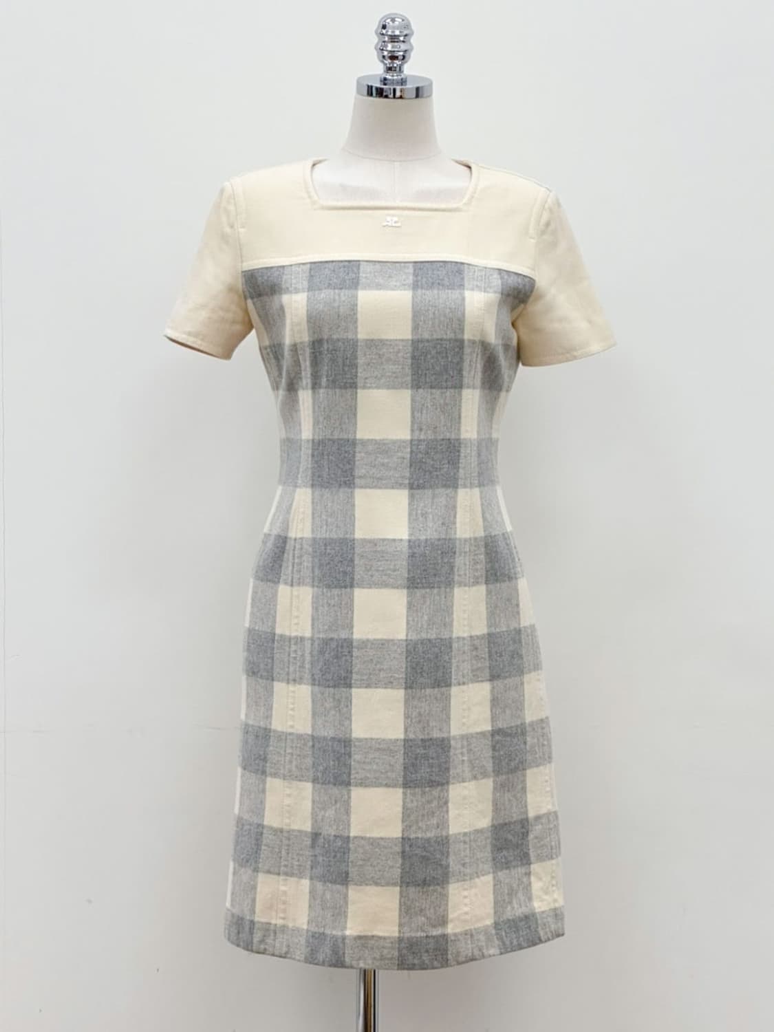 courreges / 꾸레쥬 울 캐시미어 체크 원피스  상품이미지3