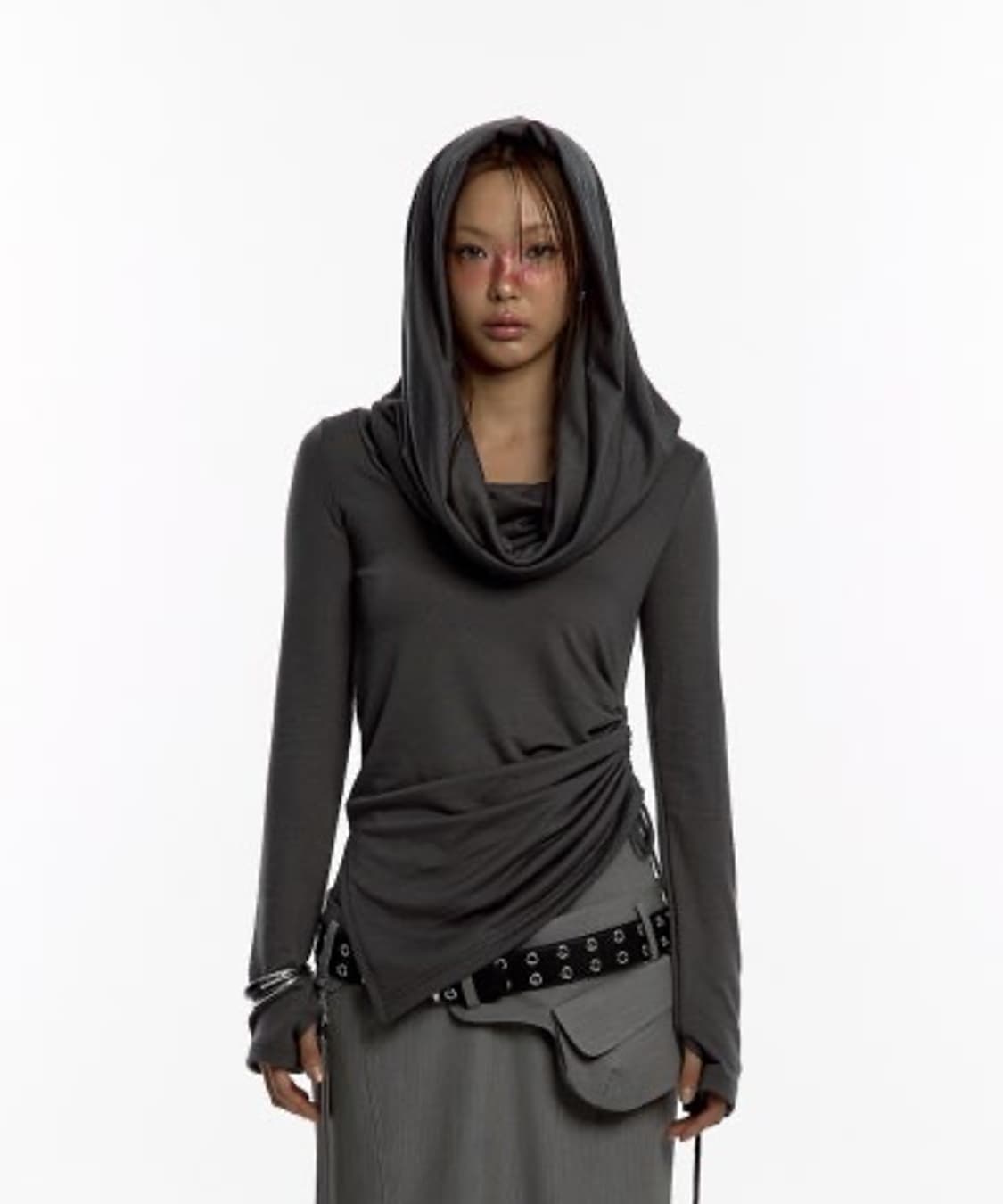 카시코 카울 후드 롱슬리브 차콜 상품이미지1