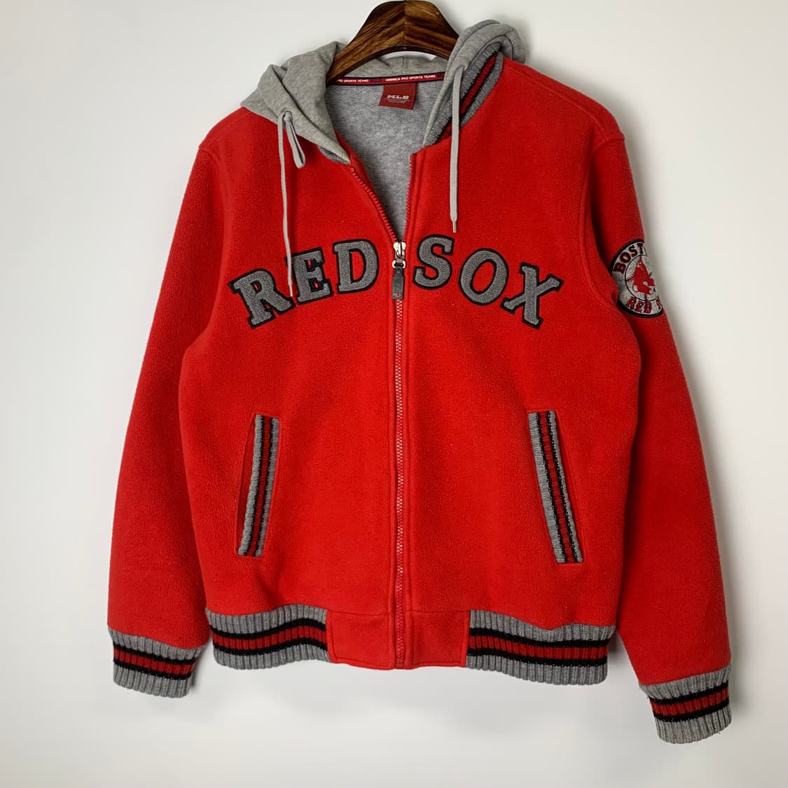 MLB 보스턴 레드삭스 레드 플리스 후드 점퍼 상품이미지2