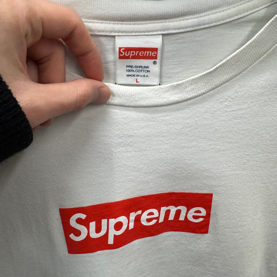 슈프림 클래식 반팔 티셔츠 전면 박스 로고 포인트 화이트 상품이미지5