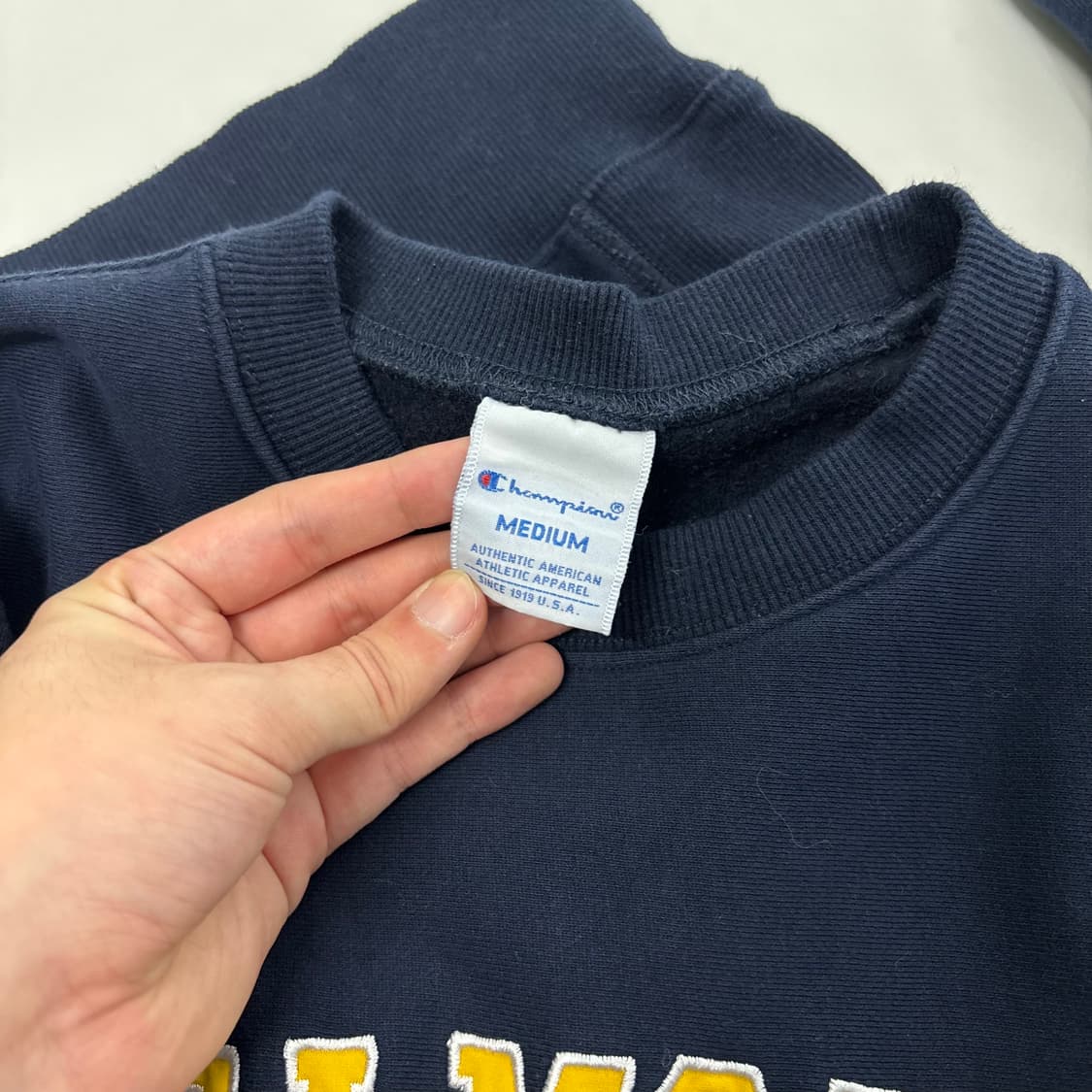 M 빔즈 X 챔피온 리버스위브 네이비 맨투맨 상품이미지4