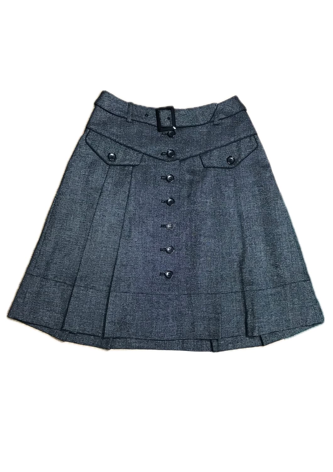 Apuweiser-riche 블랙 그레이 플리츠 스커트 상품이미지1