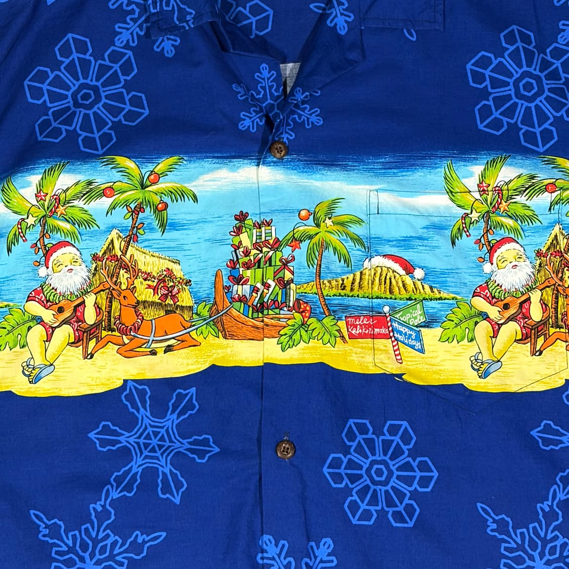 ALOHA REPUBLIC 산타 블루 하와이안 셔츠 L 상품이미지2