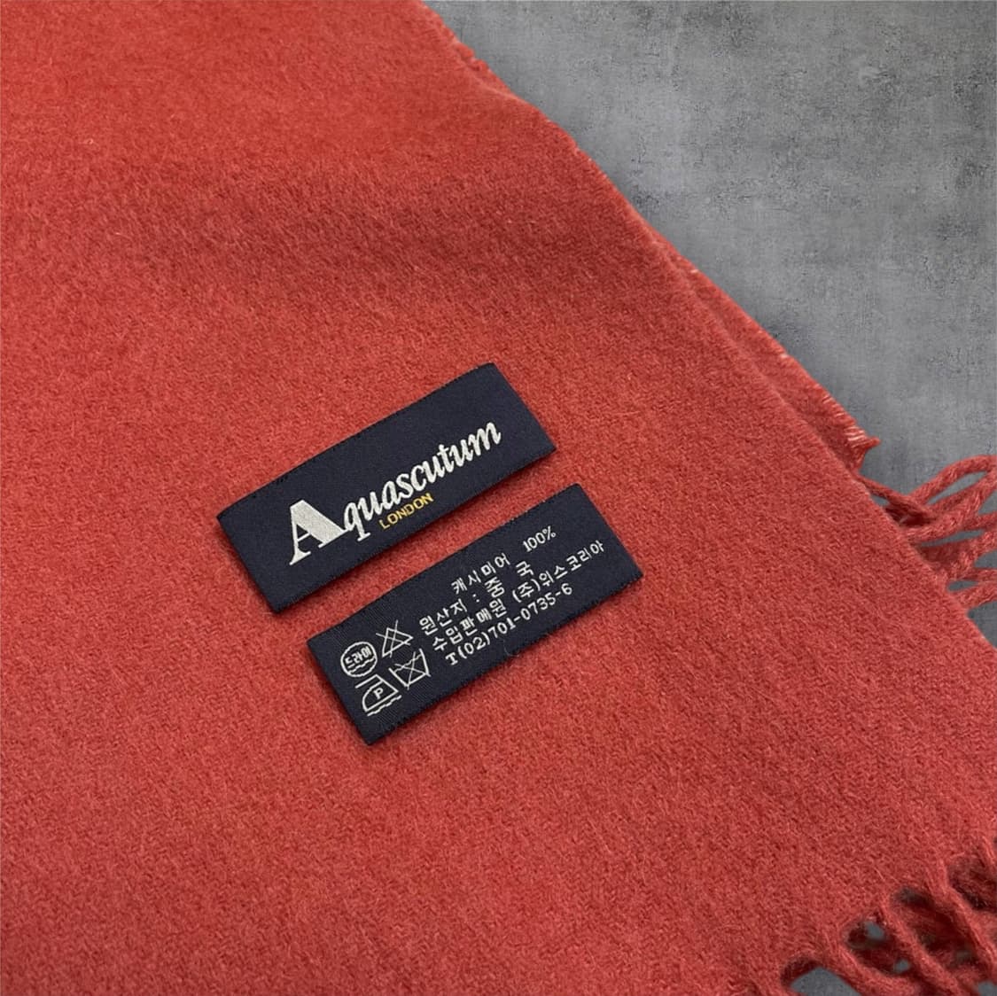 아쿠아스큐텀  Aquascutum 다홍레드 캐시미어 머플러 목도리 상품이미지2