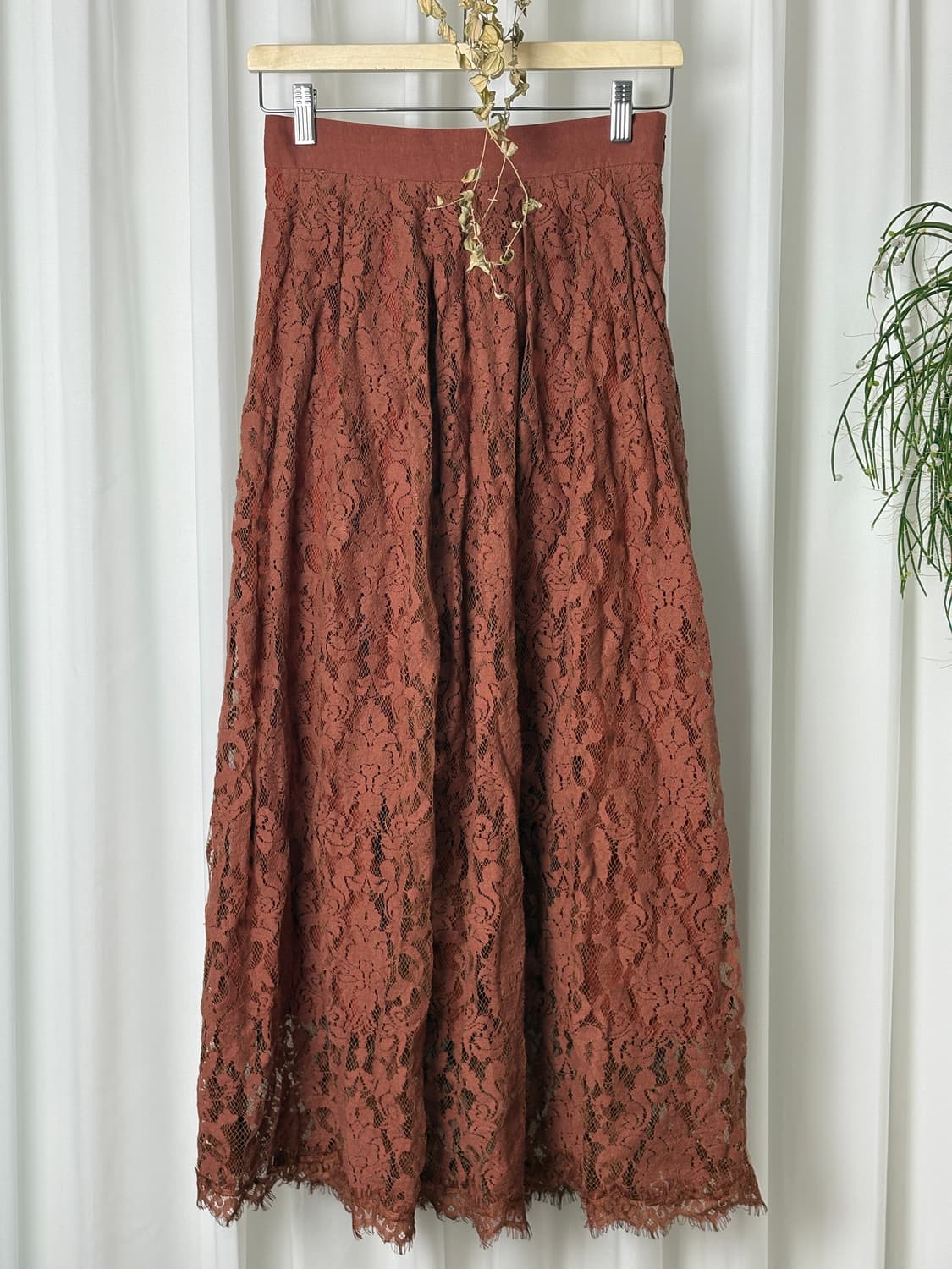 브릭 로즈 레이스 플레어 스커트 상품이미지5