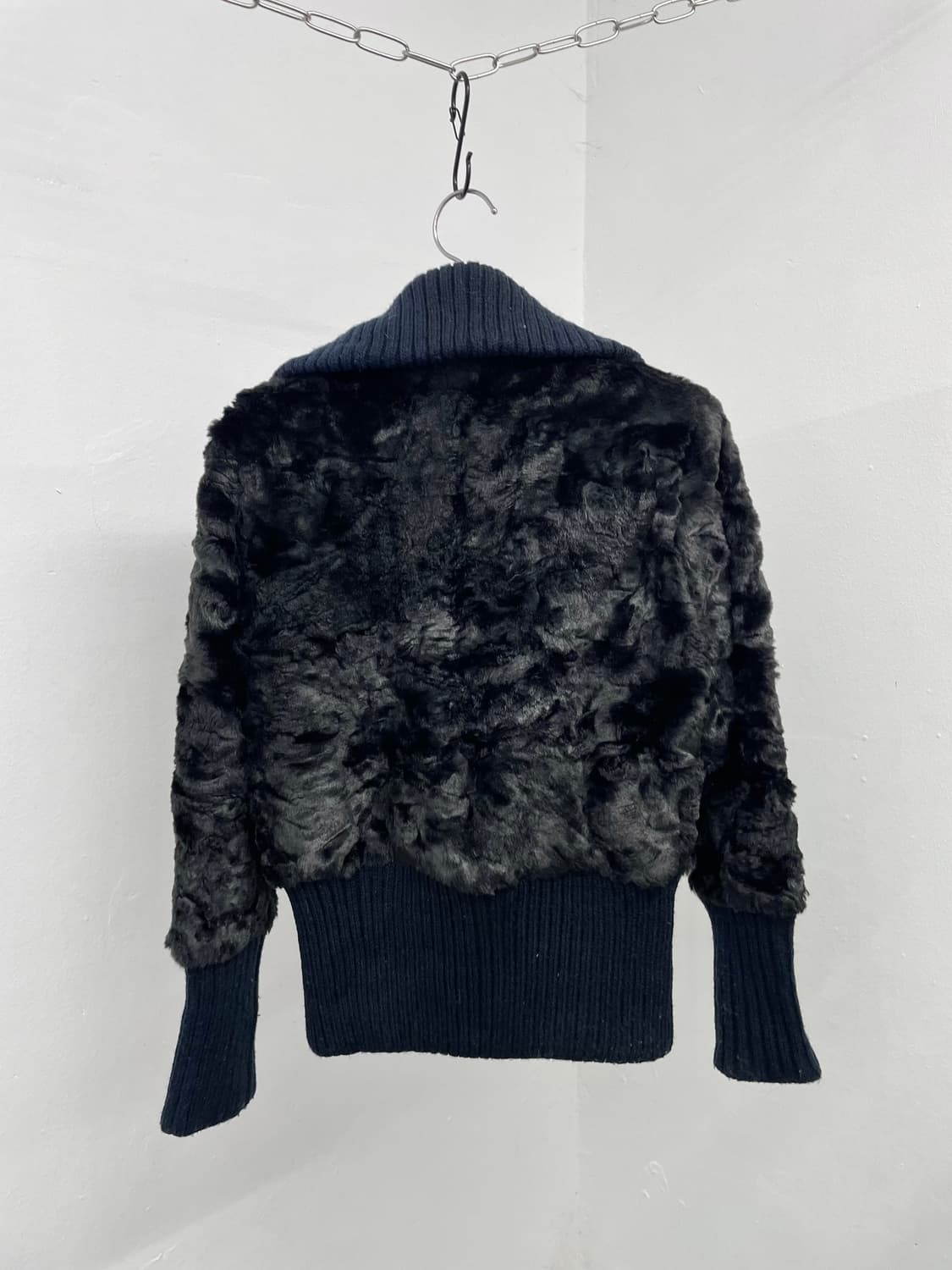 블랙 니팅 퍼 집업 상품이미지6