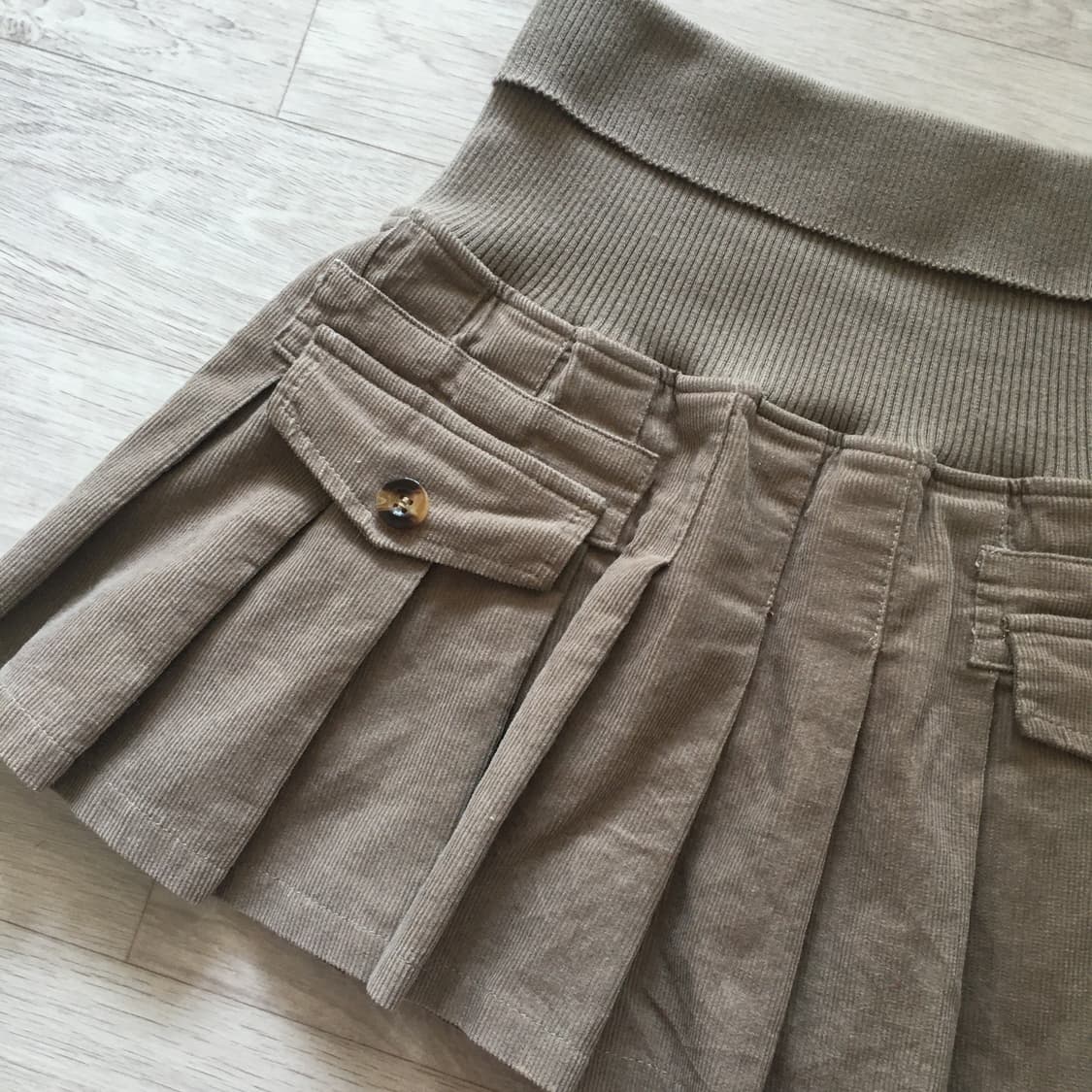 일본빈티지 핀터깔 브라운 스커트 상품이미지2