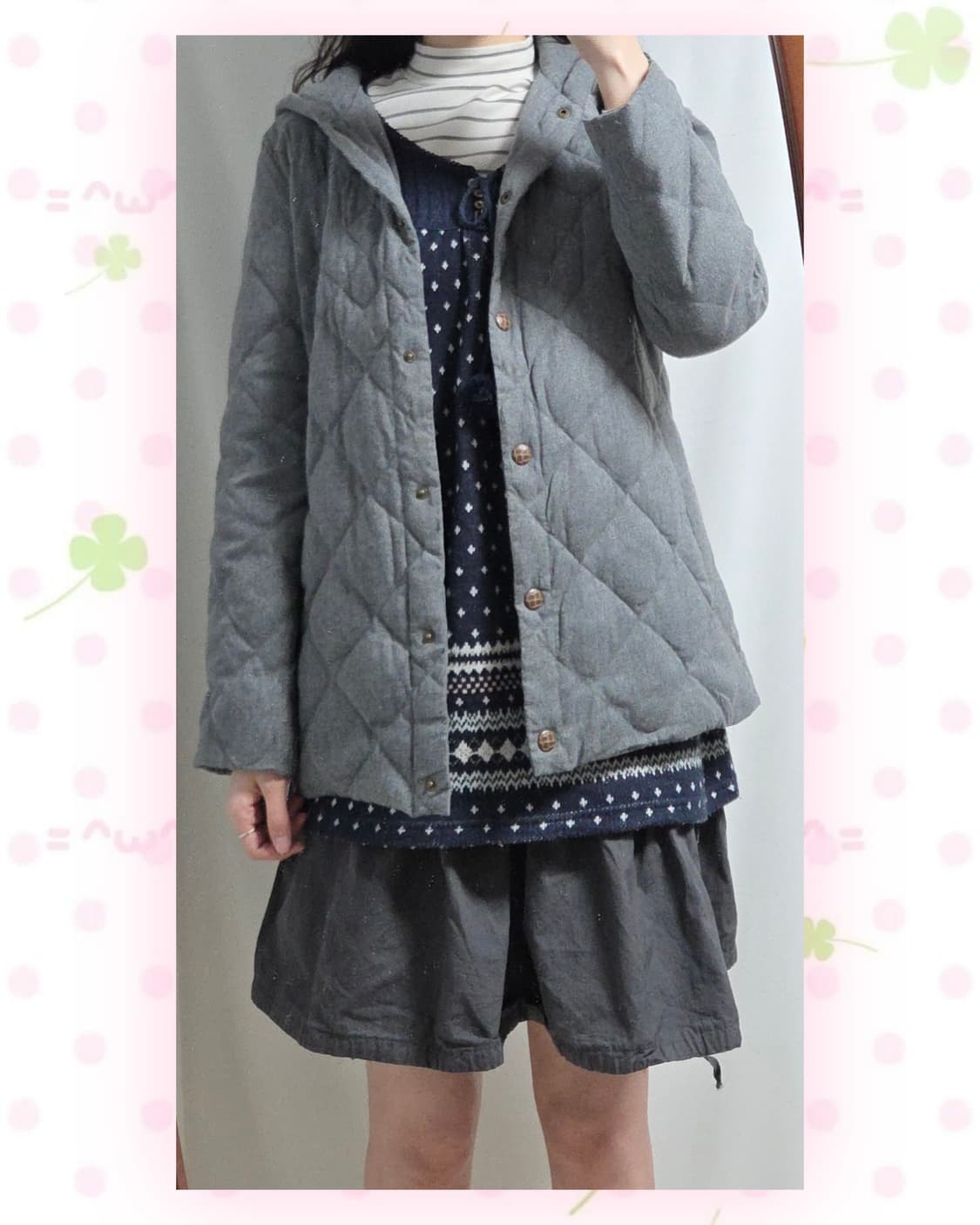 그레이 메론빵단추 도쿄걸 패딩 상품이미지3