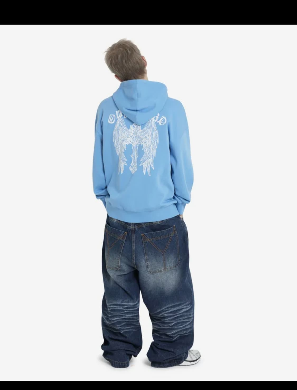 OY Gothic cross 후드집업 라이트 블루 M 상품이미지1