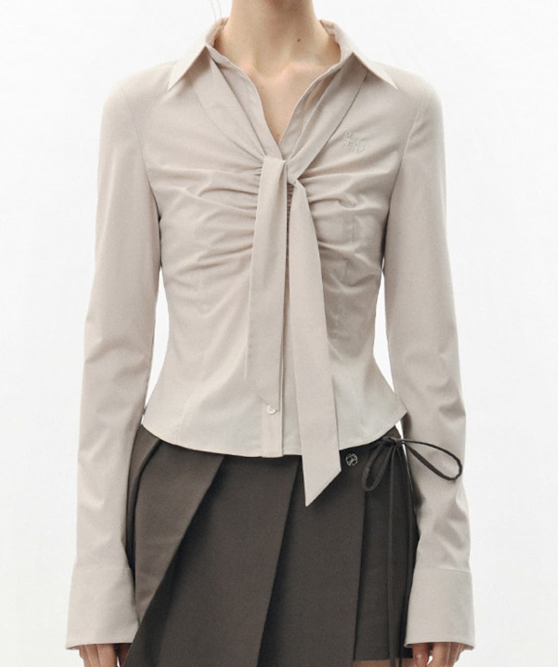 페인오어플레져 비비안 스카프 셔츠 (beige) 상품이미지1