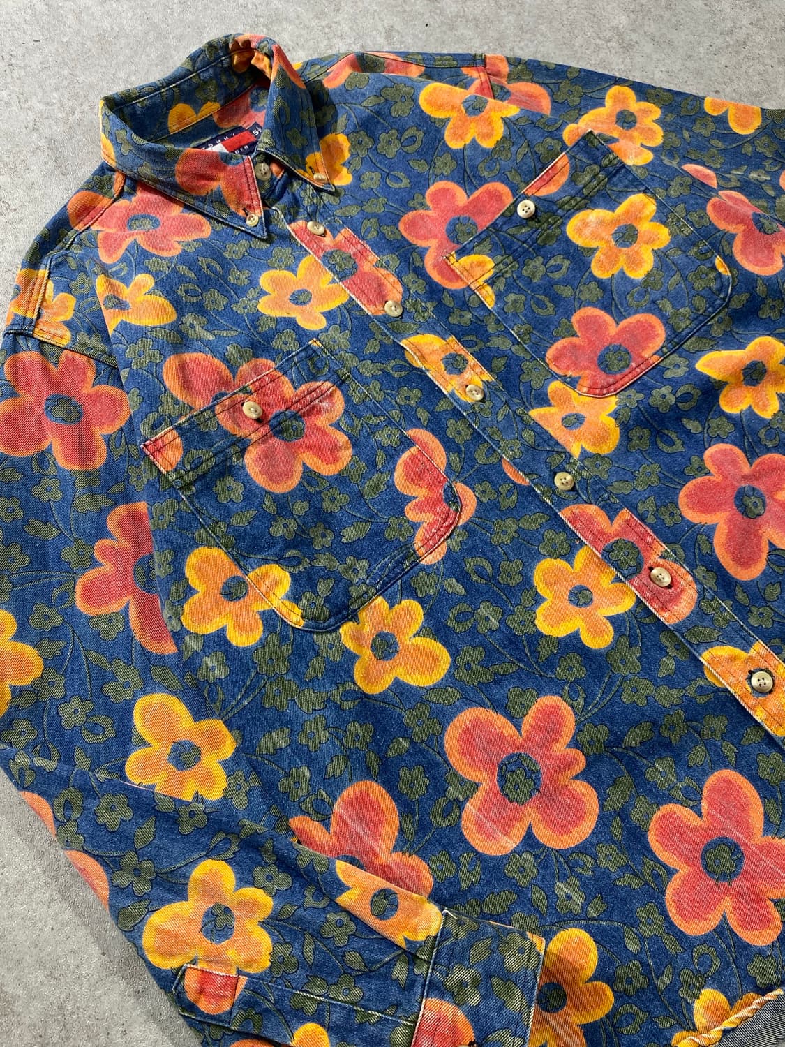 [L] 90s 타미힐피거 플라워 패턴 데님 셔츠 상품이미지5