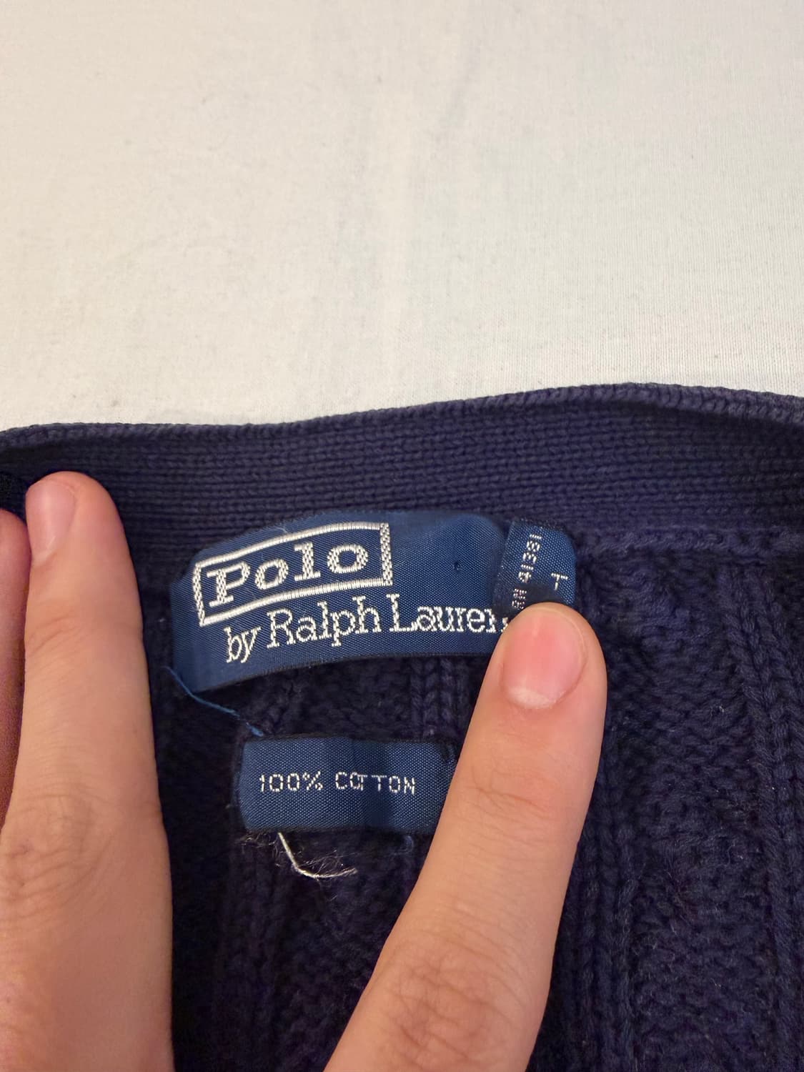 90s 폴로 랄프로렌 꽈배기 케이블 니트 가디건 네이비 상품이미지3