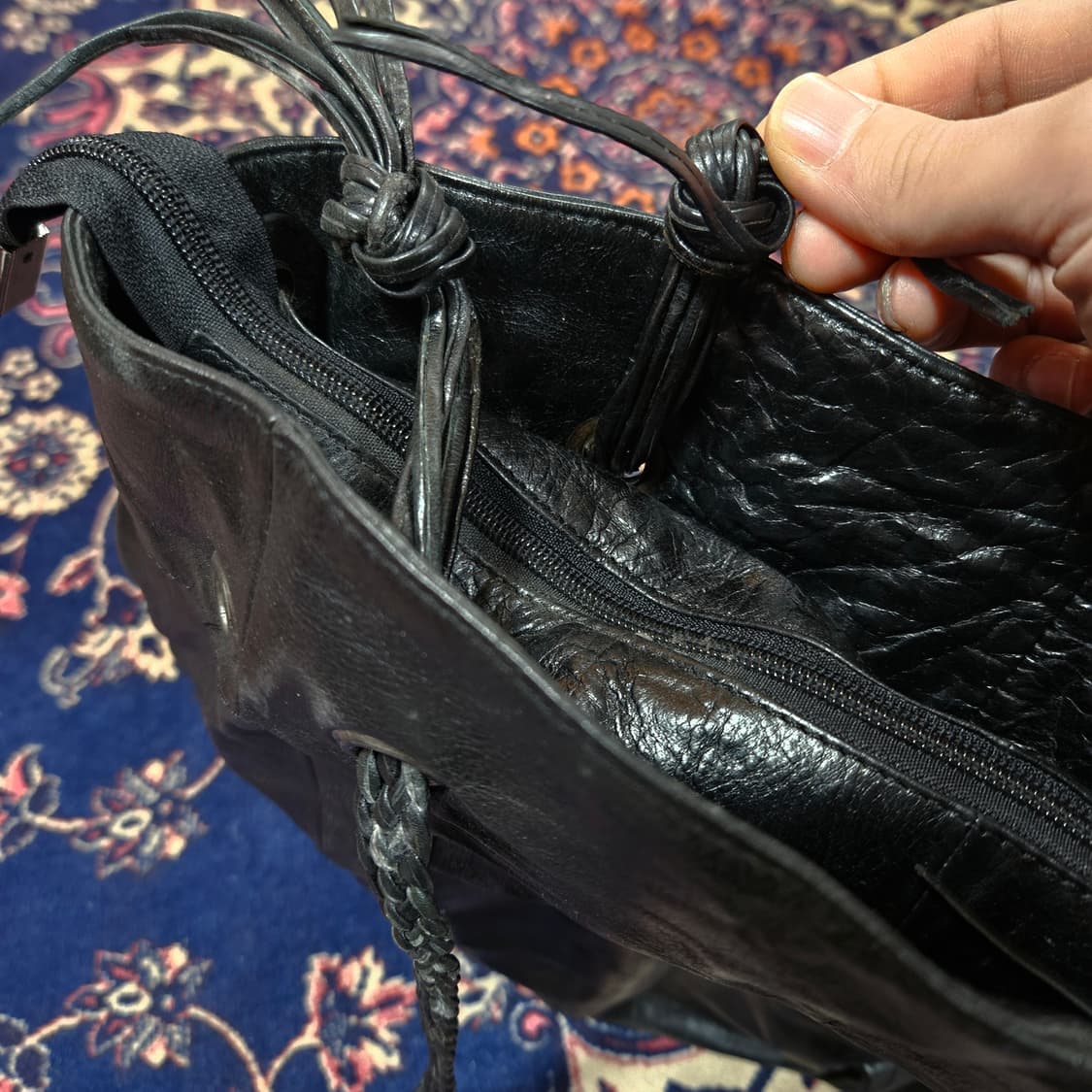 DALIFEAT 스터드 가죽 센터로고 보헤미안 토트백 상품이미지8