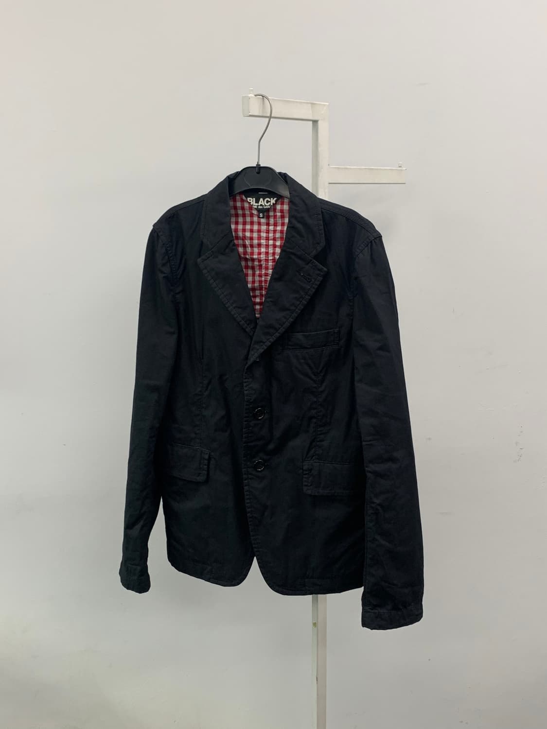 꼼데가르송블랙 깅엄테일러드자켓 s 상품이미지3