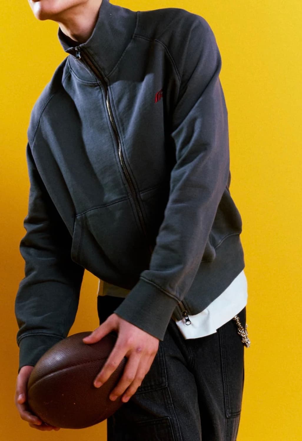 가먼트 다잉 하이넥 풀집업 스웻셔츠  애쉬 상품이미지1