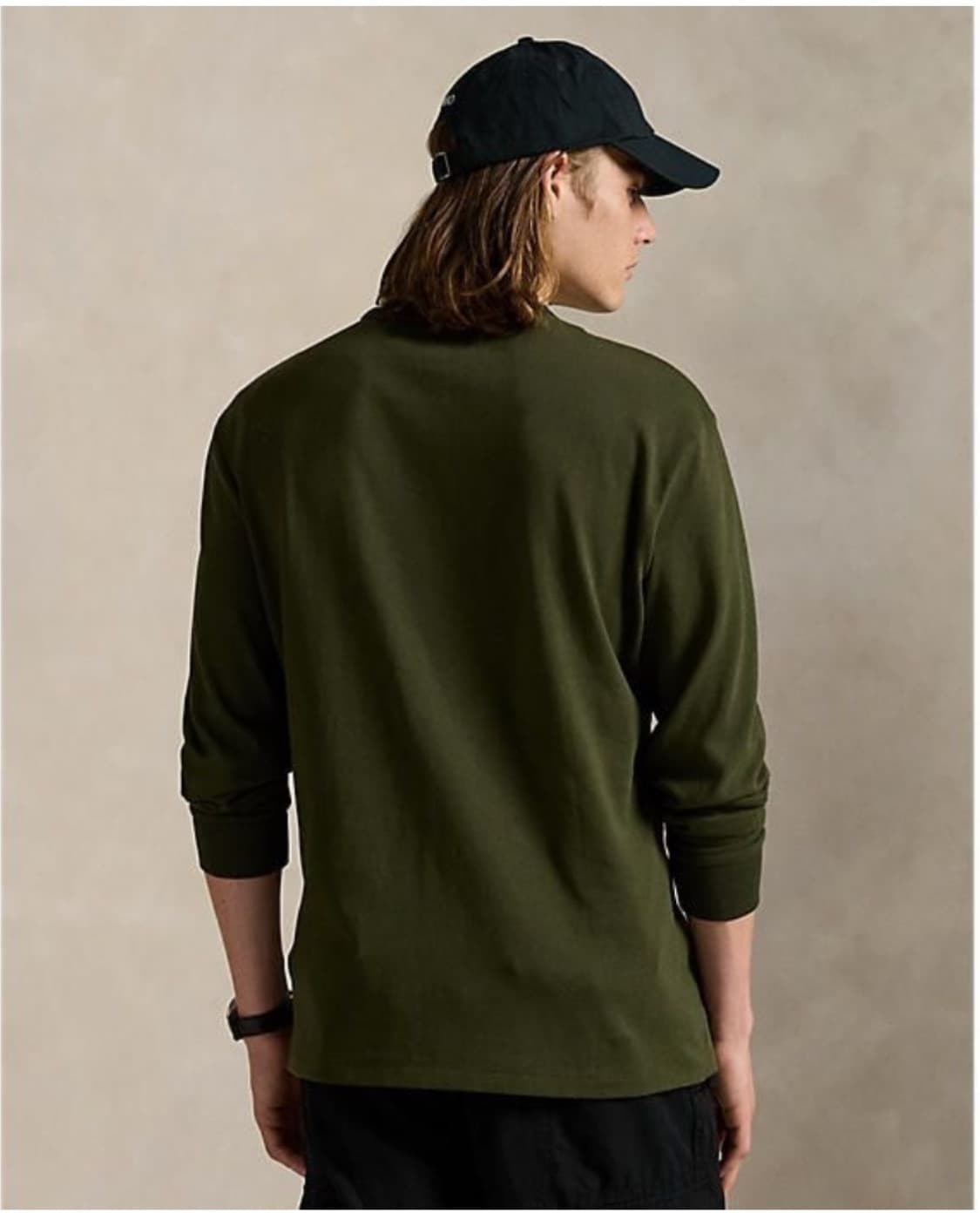 [M] 폴로 랄프로렌 클래식핏 저지 롱 슬리브 티셔츠 컴퍼니 올리브 상품이미지3