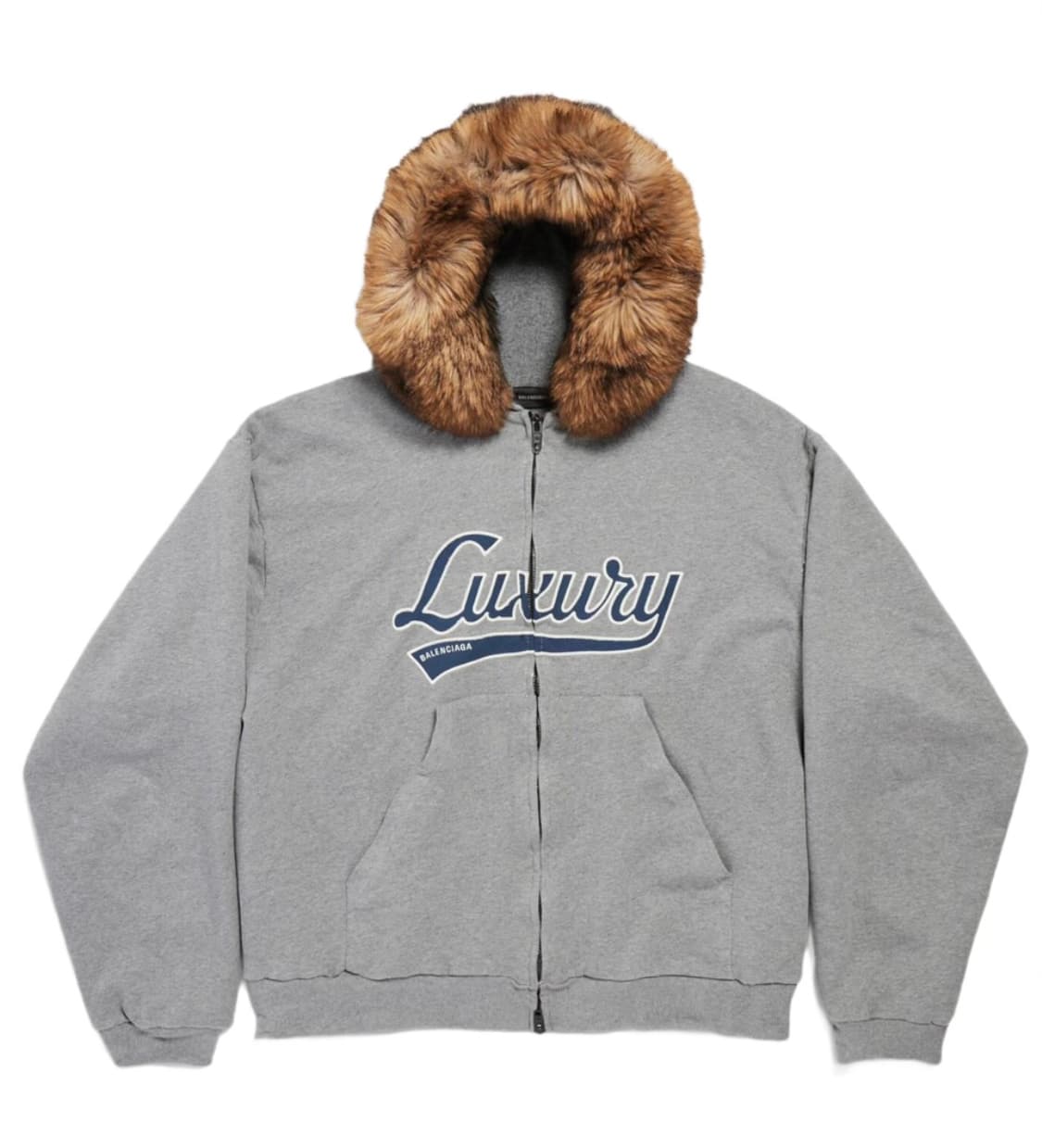 발렌시아가 럭셔리 스크립트  집업 후드 다크 헤더 그레이 L 새상품 상품이미지2