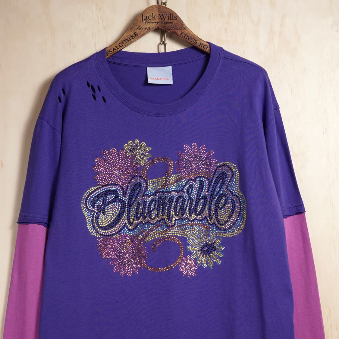 블루마블 라인스톤 롱 슬리브 티셔츠 상품이미지3