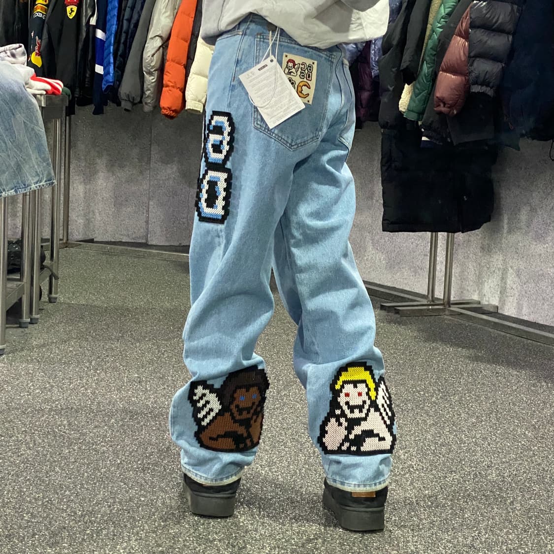 GCDS 픽셀 자수 로고 와이드 데님 팬츠 B3609 상품이미지2