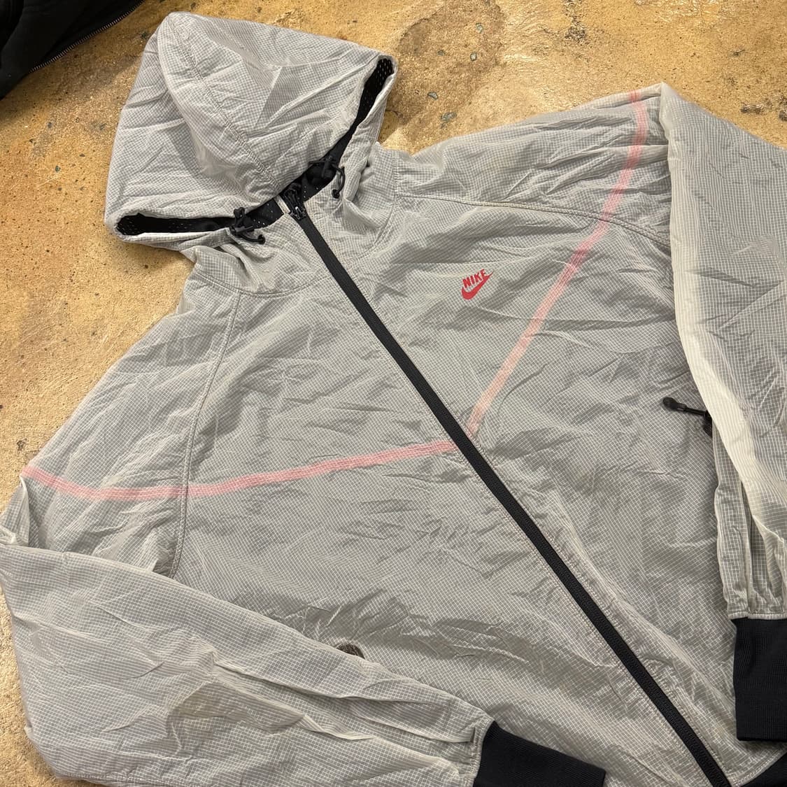 [정품/XL] 나이키 바람막이 후드 집업 그레이 핑크 b8 상품이미지1