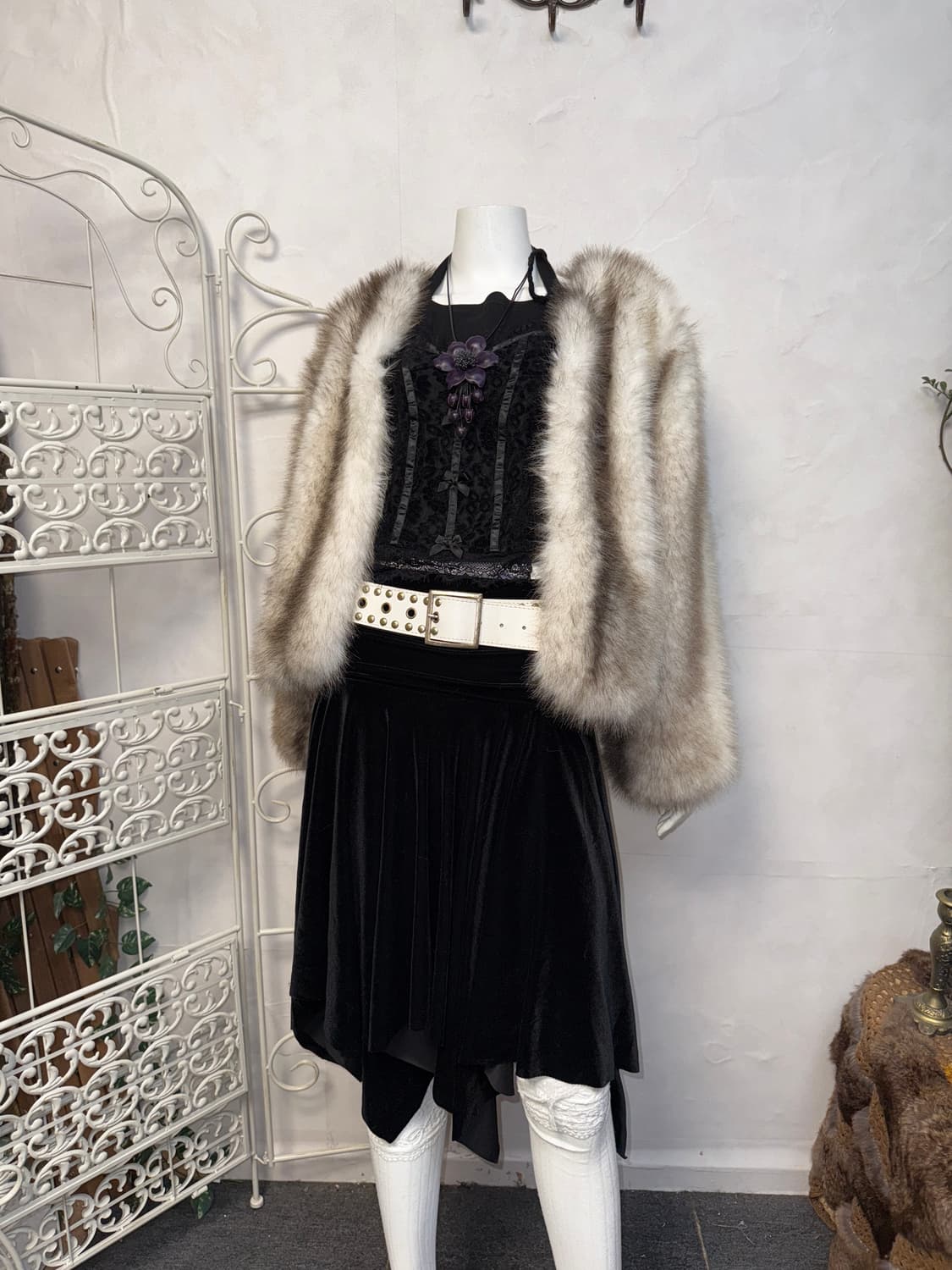 GGPX mixed ivory brown eco fur jacket  상품이미지5