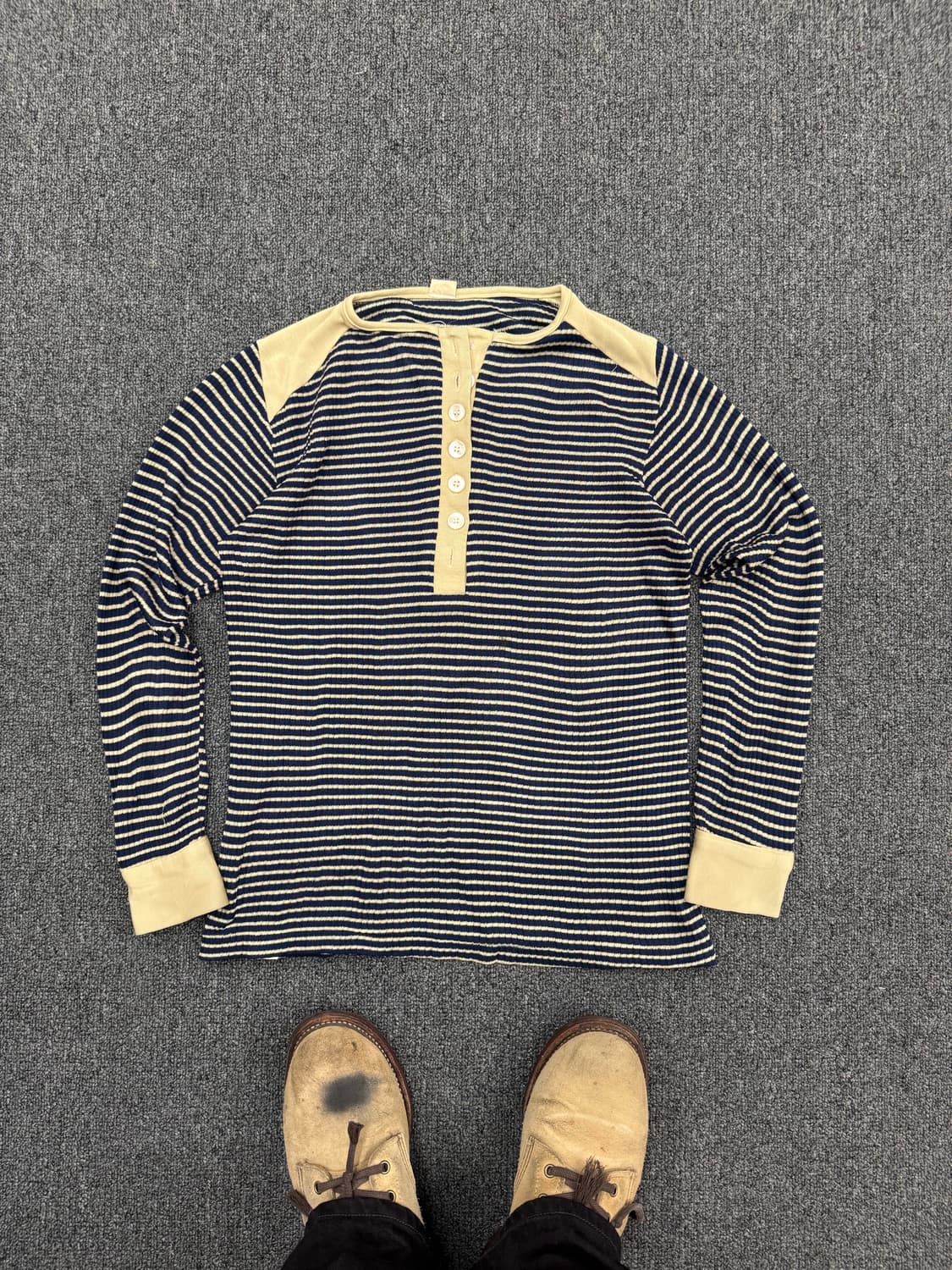 Japanese vintage 여성 스트라이프 헨리넥 롱슬리브 상품이미지1