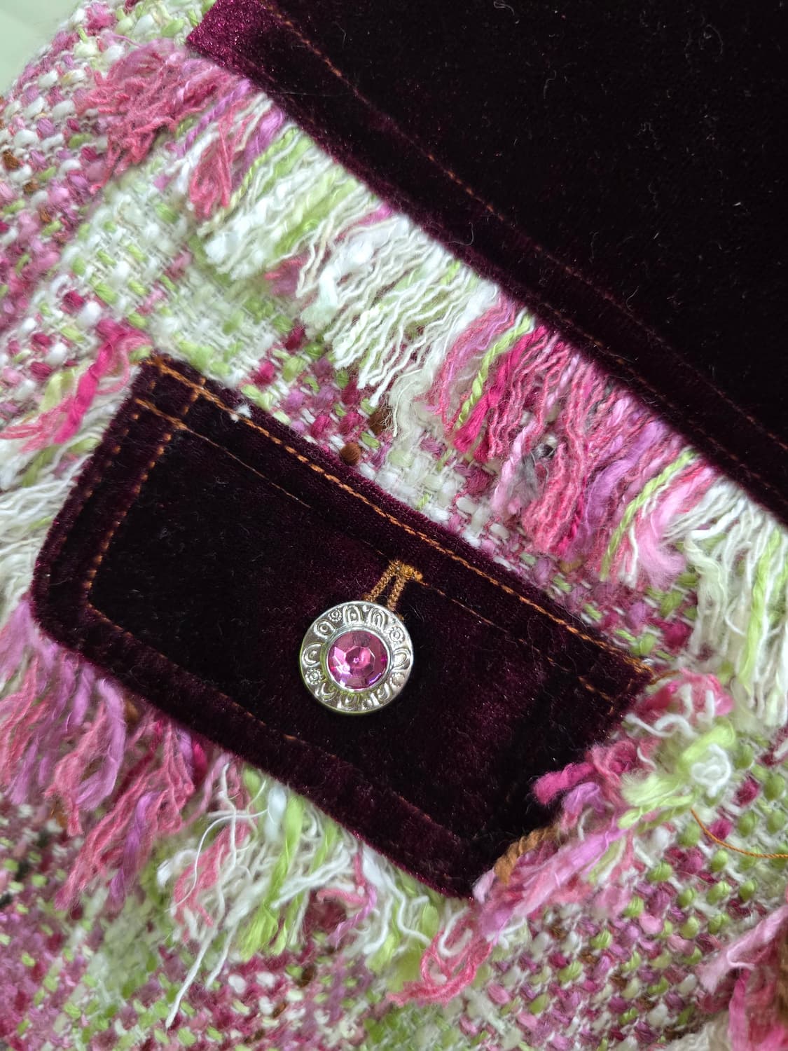 트위드 벨벳 배색 자켓 상품이미지8