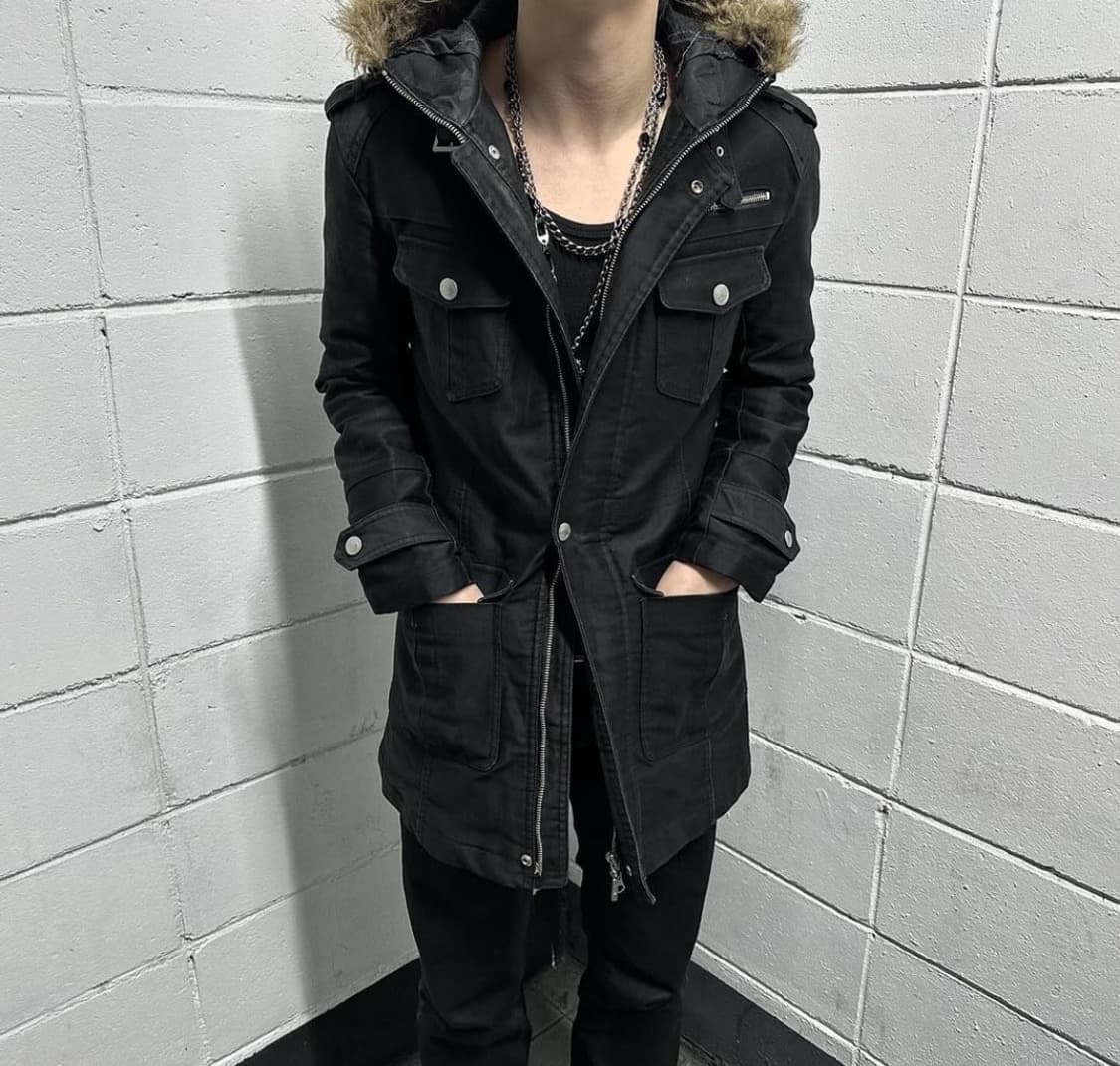 Brown fur black field paka jacket 상품이미지3