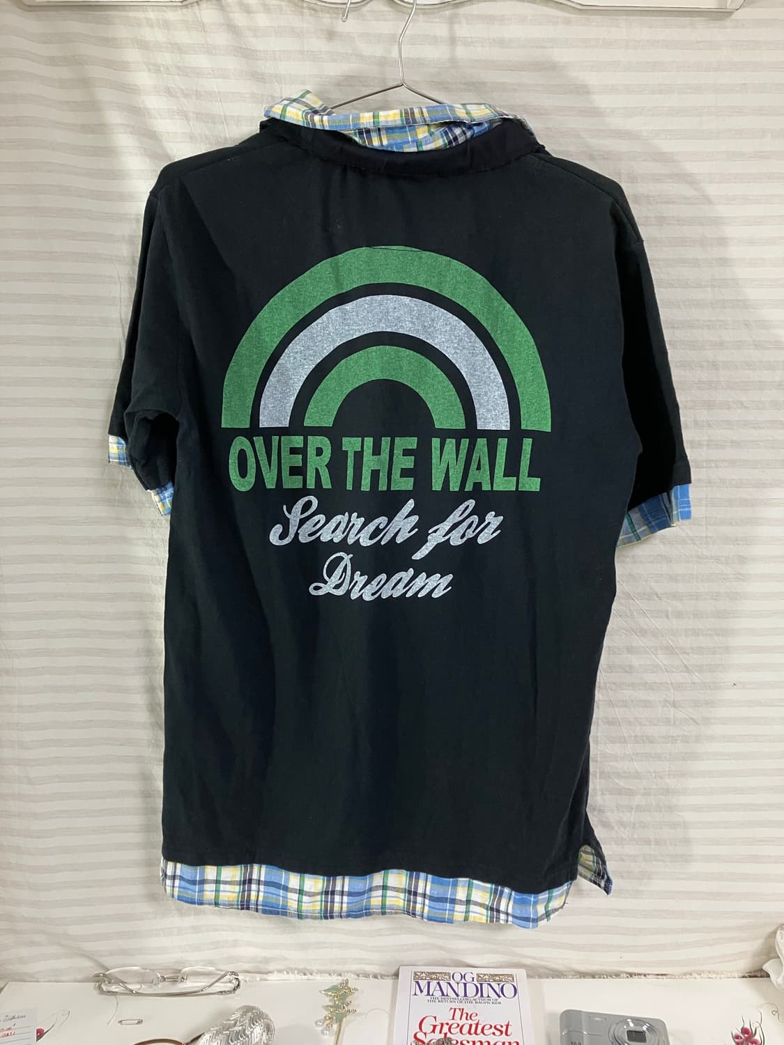 빈티지 체크 셔츠 레이어드 카라 반팔 1057 모리걸 y2k 스트릿 갸루 상품이미지2