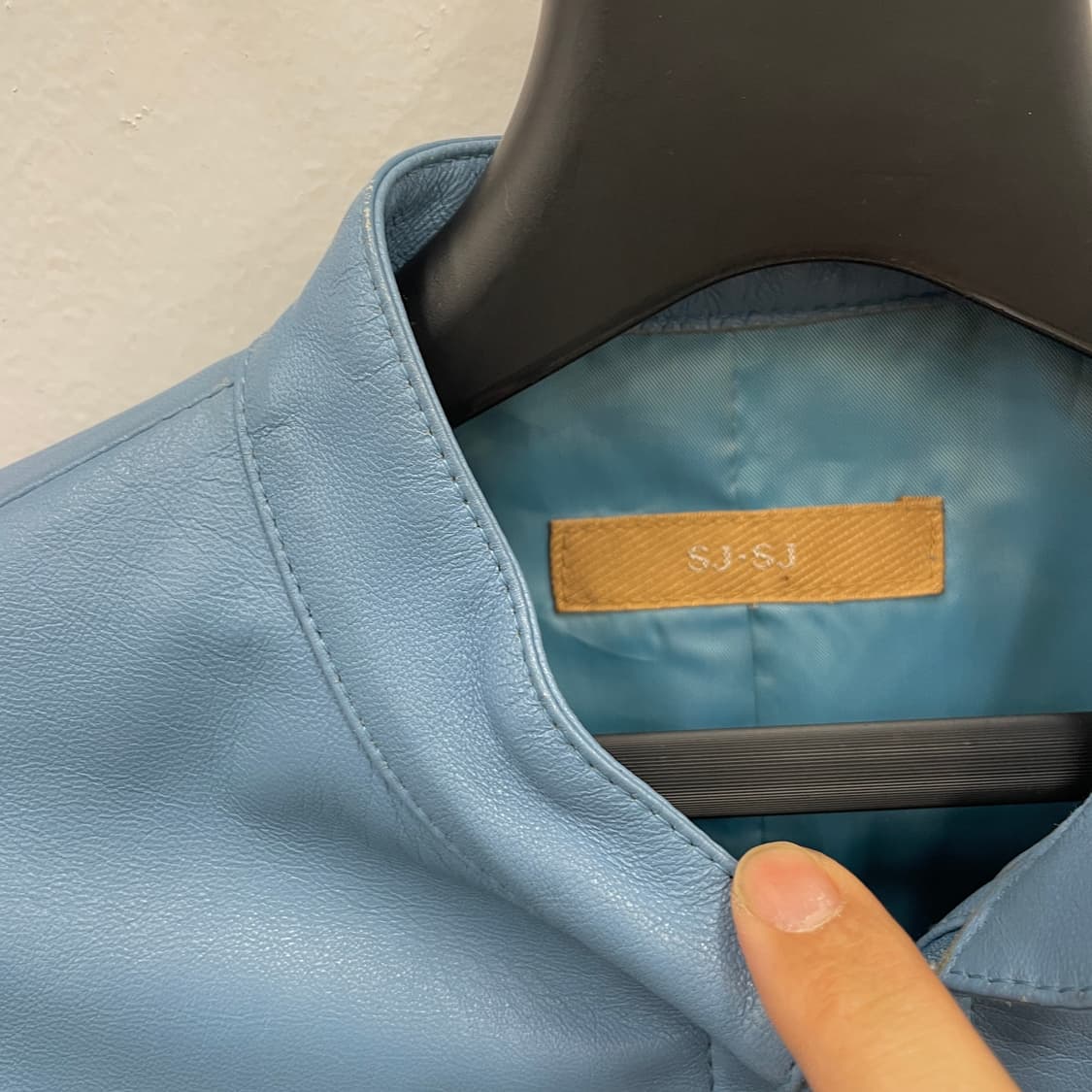 SJSJ 에스제이에스제이 블루 레더 집업 자켓 상품이미지3