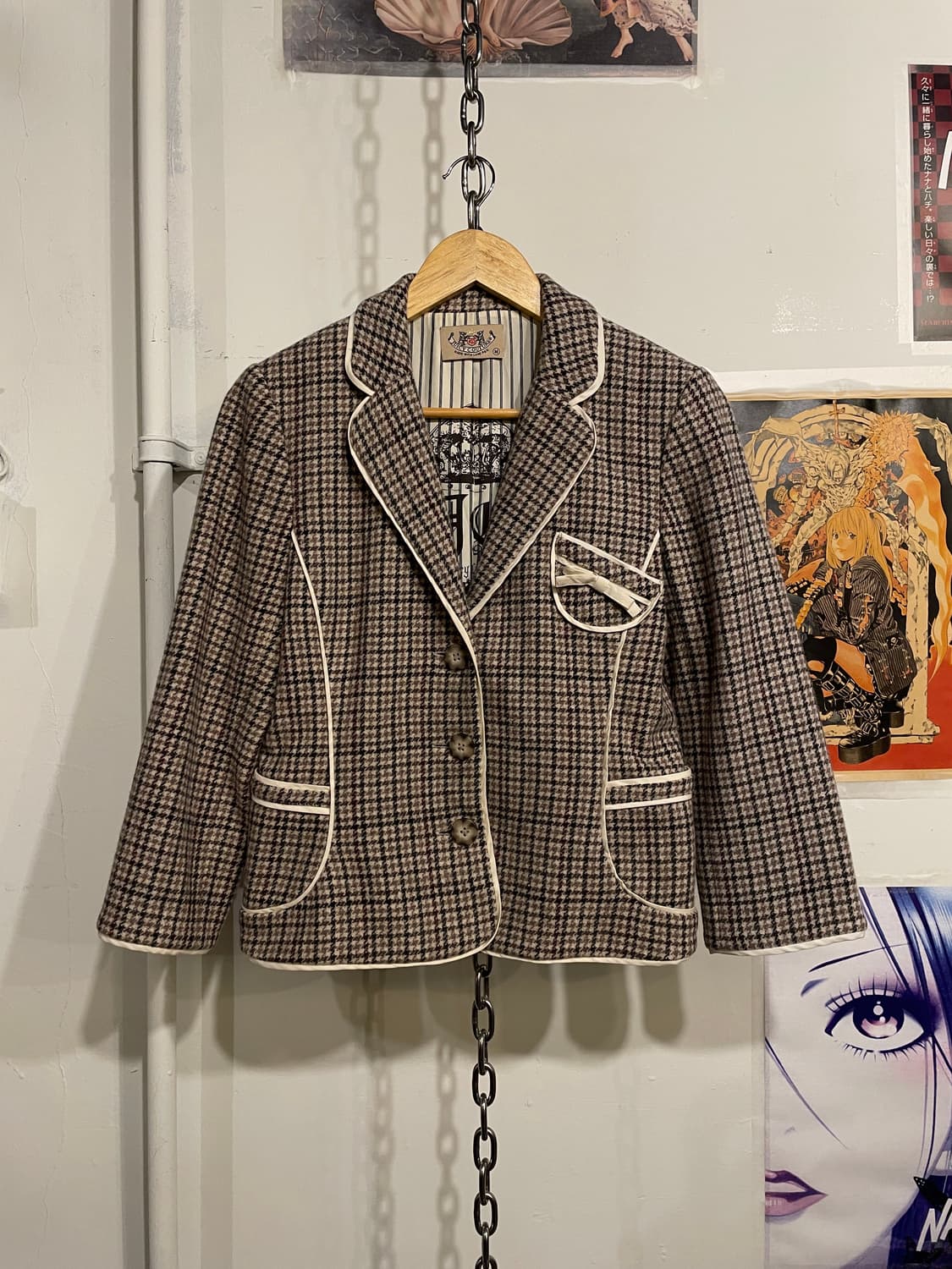 juicy couture 쥬시꾸뛰르 리본 체크 울자켓 모리 라떼갸루 상품이미지1