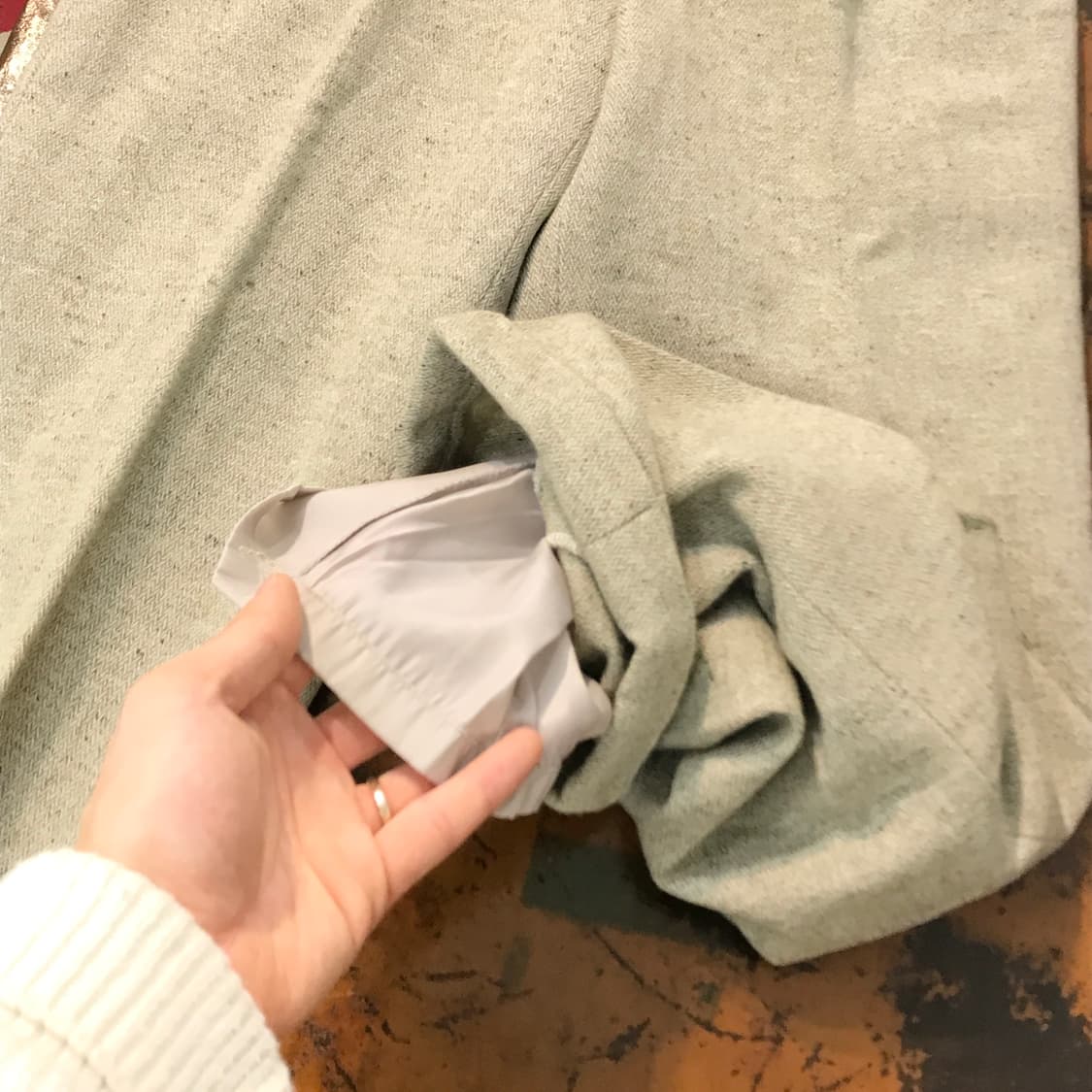 엘르 베이지 헤링본 패턴 울 트라우저 슬랙스 허리 24 사이즈  상품이미지8