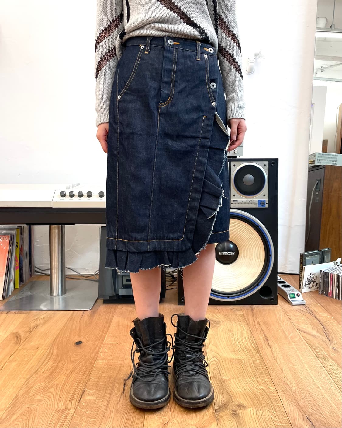 [M] NAIFE 데님 러플 랩 스커트 상품이미지1