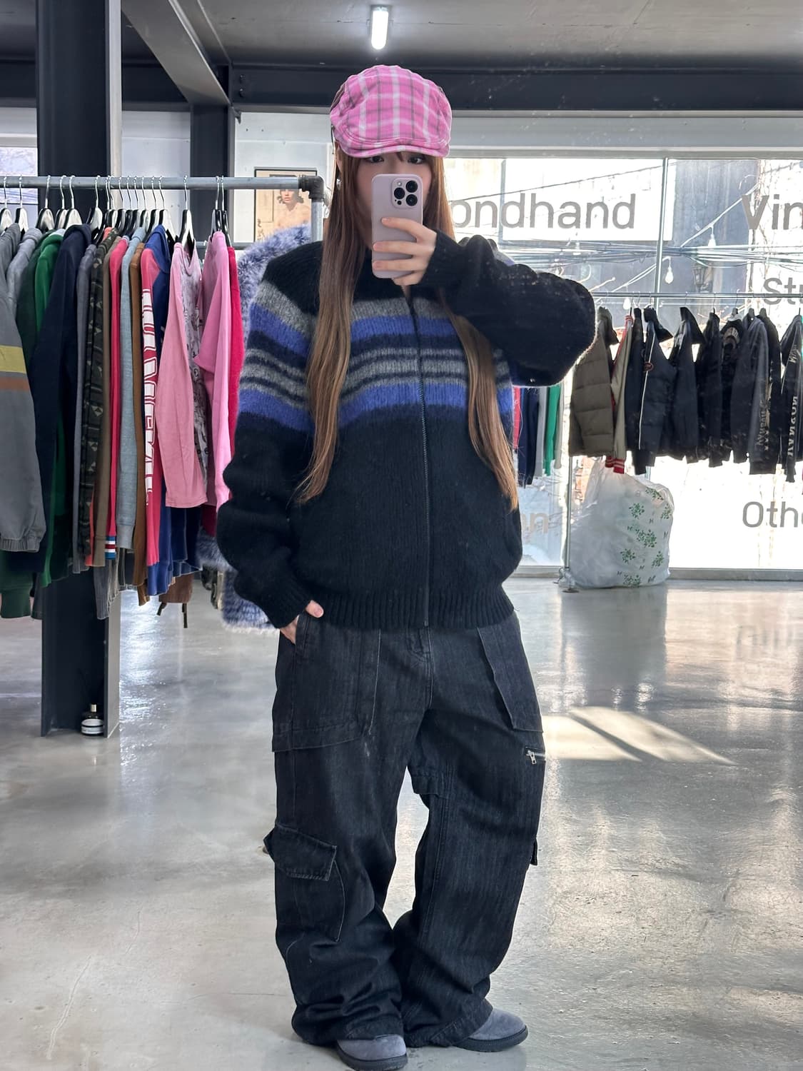 슈프림 19FW 브러쉬드 백로고 울 스웨터 집업 상품이미지2