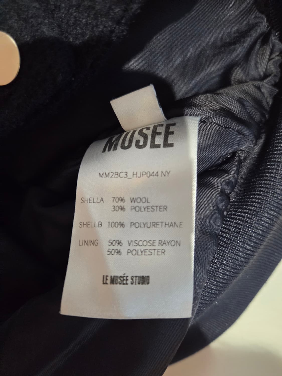 MUSEE 뮤제 로고 패치 울 바시티 패딩 봄버 재킷 상품이미지6