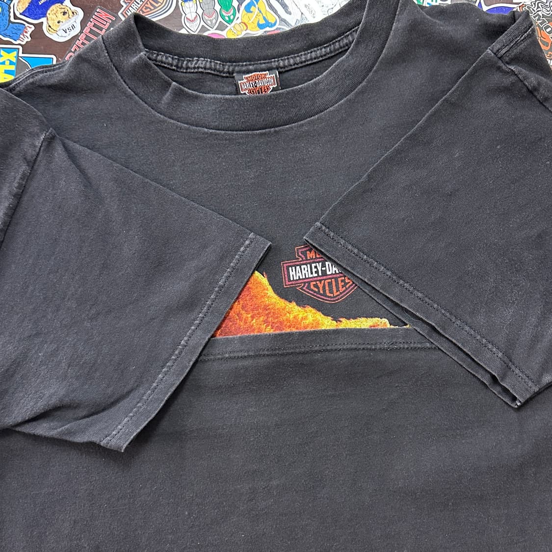 90s USA 할리데이비슨 이글 플레임 티셔츠 XL 상품이미지8