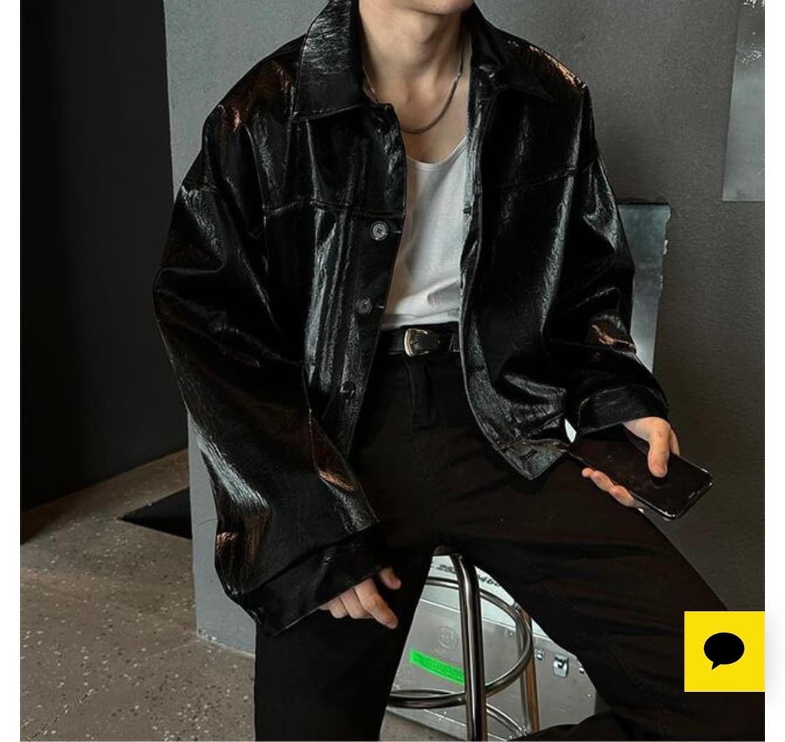 로랑 크롭 레더자켓 상품이미지4