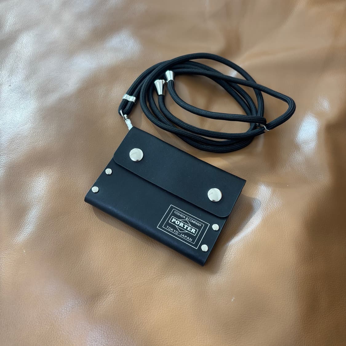 PORTER 포터 스터드 카드 케이스 지갑 블랙 (스트랩 포함) 상품이미지1