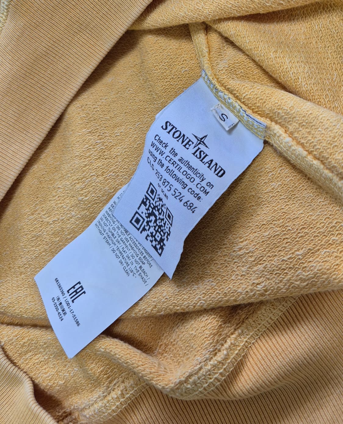 (정품) 스톤 아일랜드 머스타드 옐로우 맨투맨 S 상품이미지3