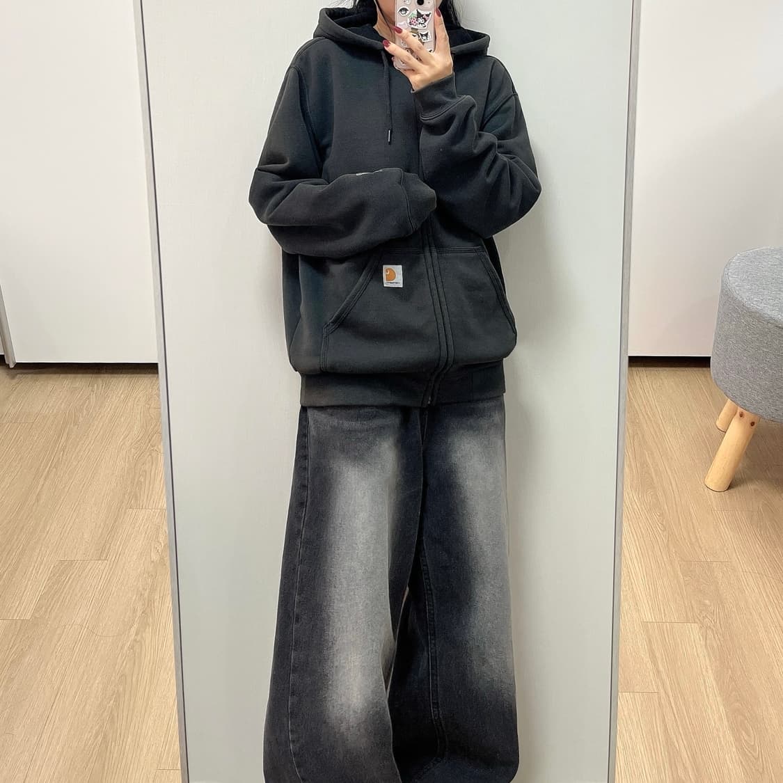 칼하트 레인디펜더 써멀 차콜 후드집업 상품이미지1