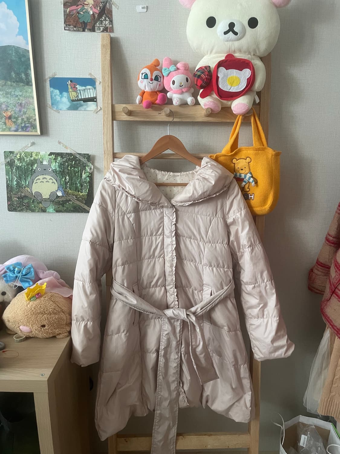 모리걸 빈티지 핑크 레이스 롱 패딩💗❄️ 상품이미지1