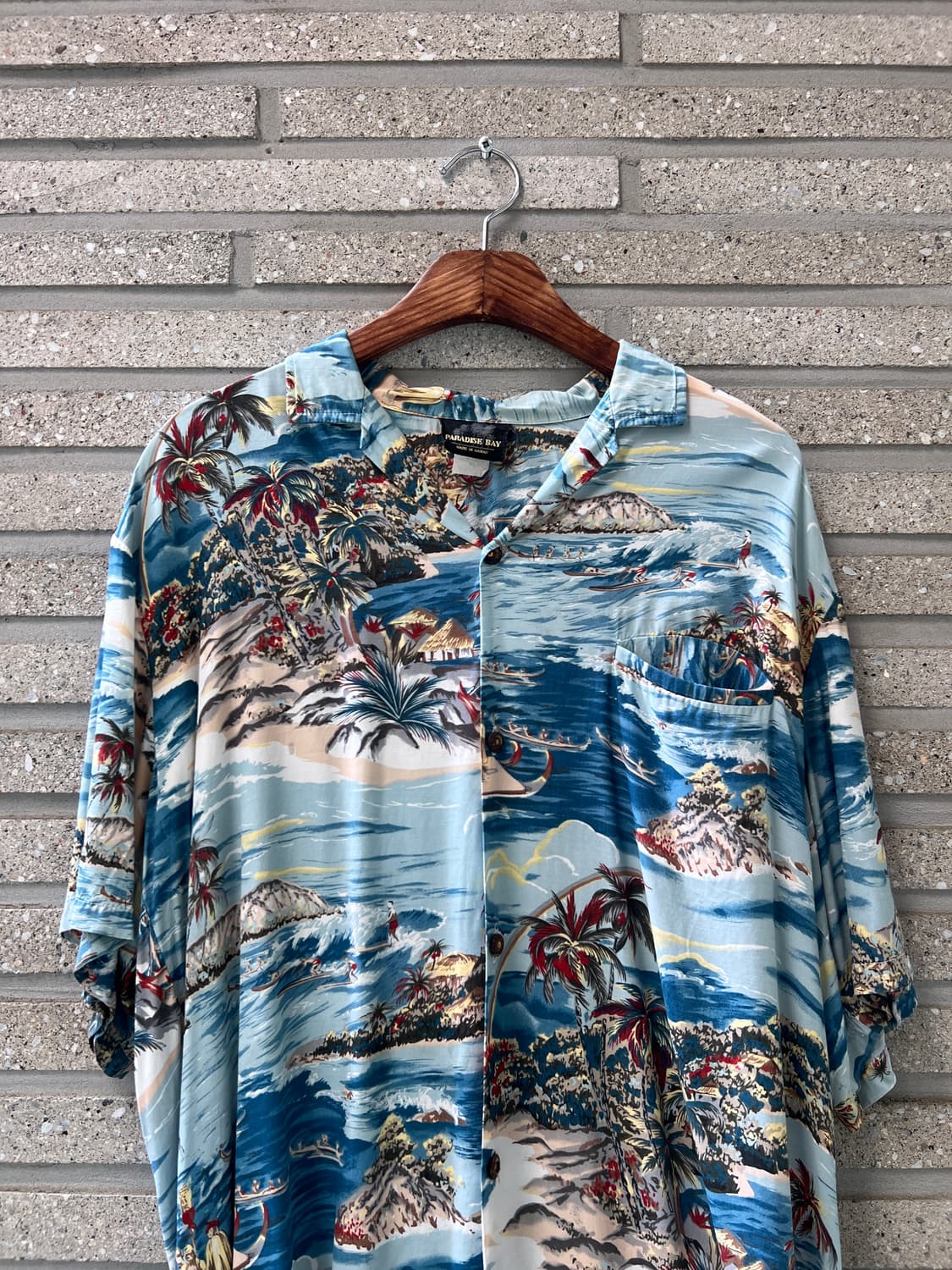 [L]90's Made in Hawaii 비치 패턴 레이온 하와이안 셔츠 상품이미지2